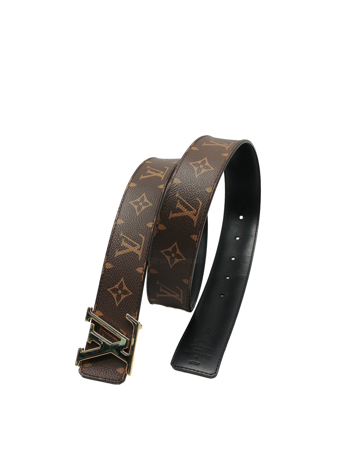 Louis Vuitton Initiales Reversible Belt in Monogram Canvas and Gold Hardware Size 85/34 (Datecode: JJ2220) | Purse Maison Luxury Bags Shop