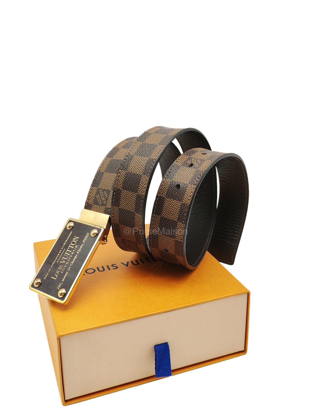 Louis Vuitton Inverteur Reversible Belt in Damier Ebene Size 95cm x 38 cm | Purse Maison Luxury Bags Shop