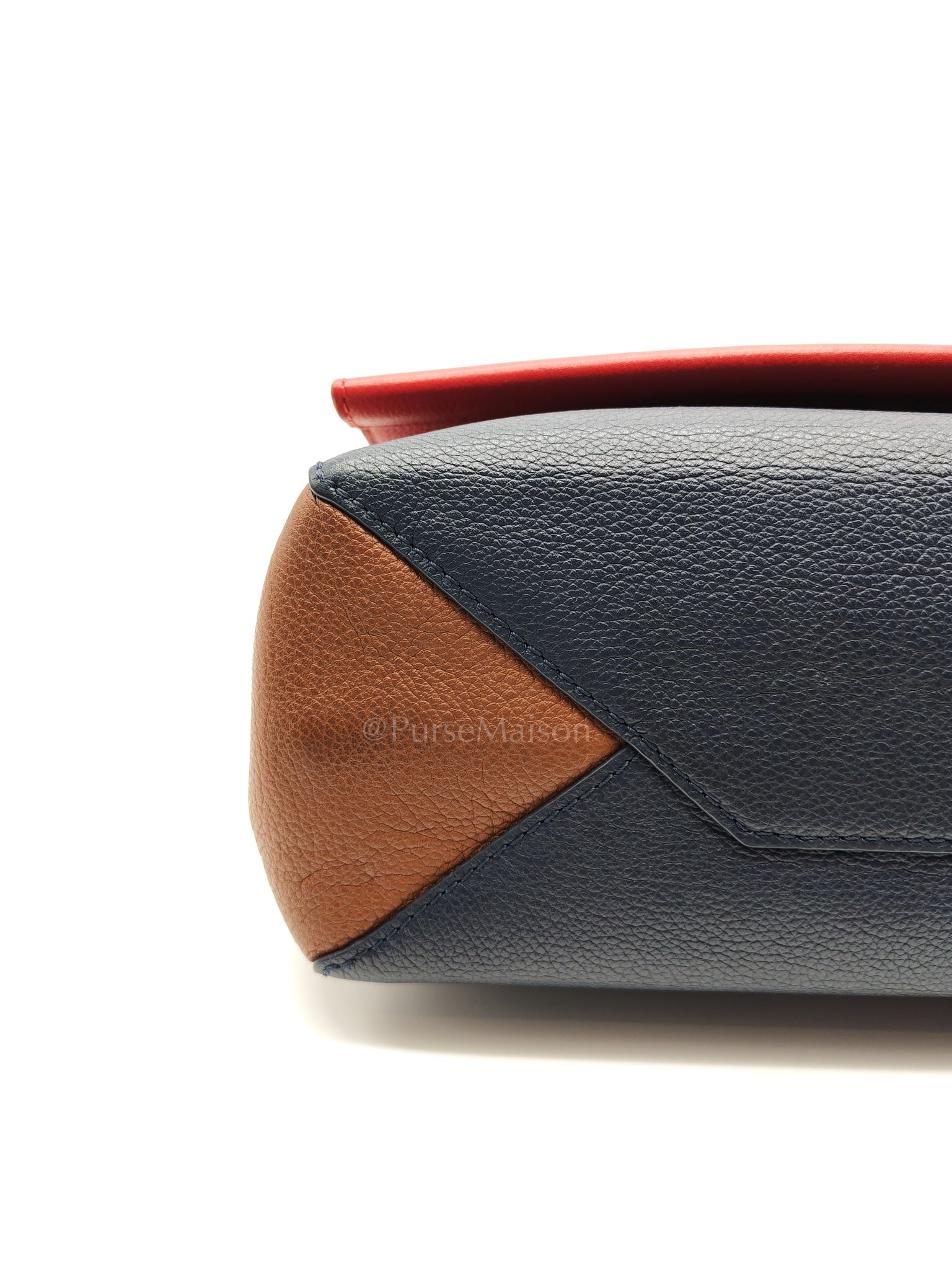 LockMe II 2 Way Handbag Red/Brown/Navy Silver Hardware (Microchip) | Purse Maison Luxury Bags Shop