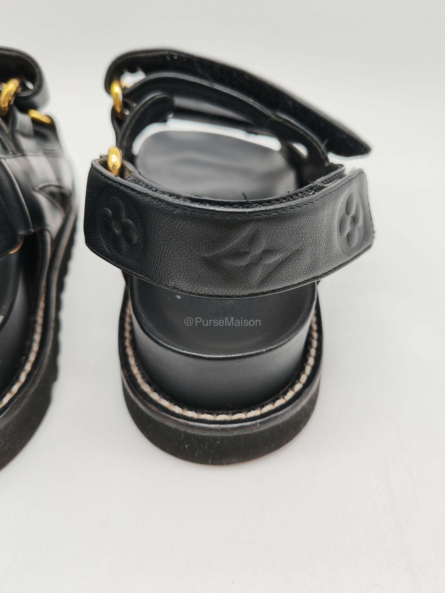 LV Logo Chain Monogram Flat Comfort Sandals Size 36EU (23cm) | Purse Maison Luxury Bags Shop