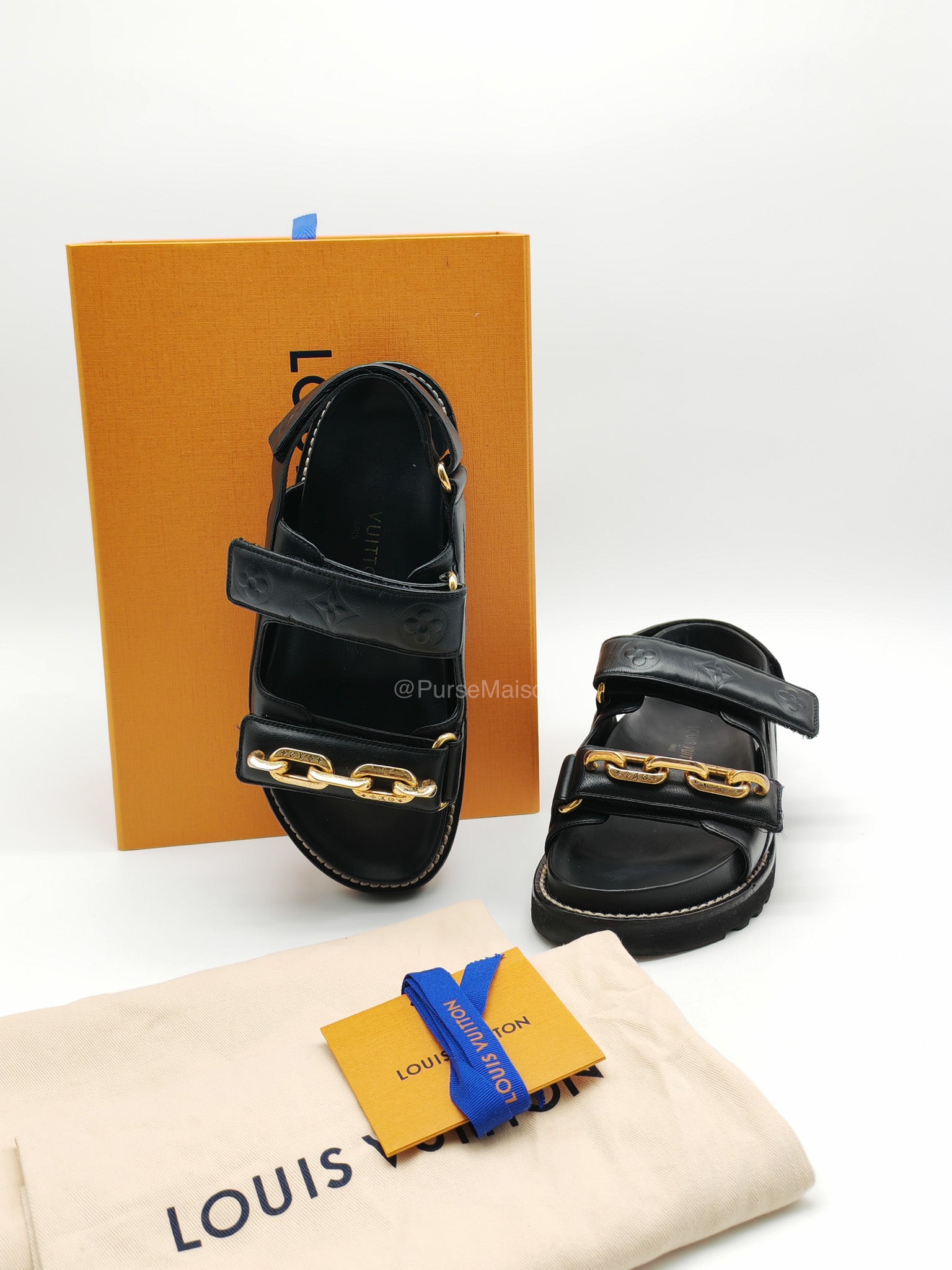 LV Logo Chain Monogram Flat Comfort Sandals Size 36EU (23cm) | Purse Maison Luxury Bags Shop