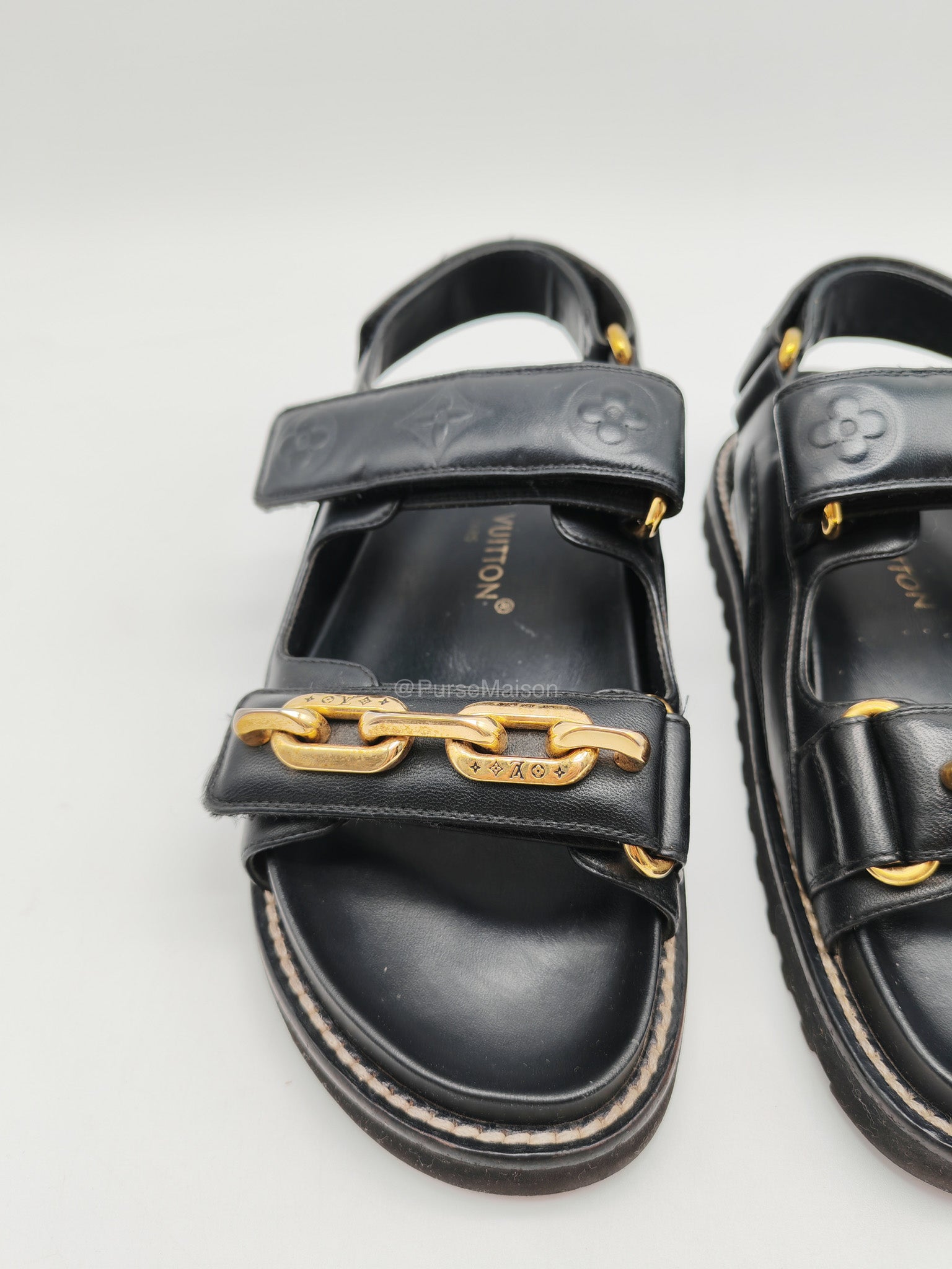 LV Logo Chain Monogram Flat Comfort Sandals Size 36EU (23cm) | Purse Maison Luxury Bags Shop