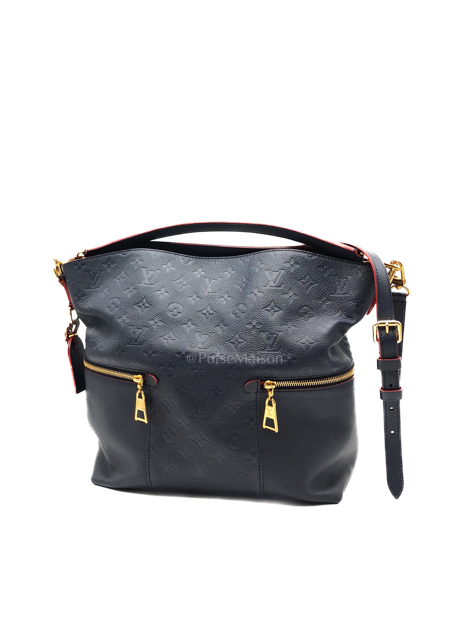 Melie Hobo Bag in Marine Rouge Monogram Empreinte Leather & Gold Hardawre (Datecode: DU3187) | Purse Maison Luxury Bags Shop