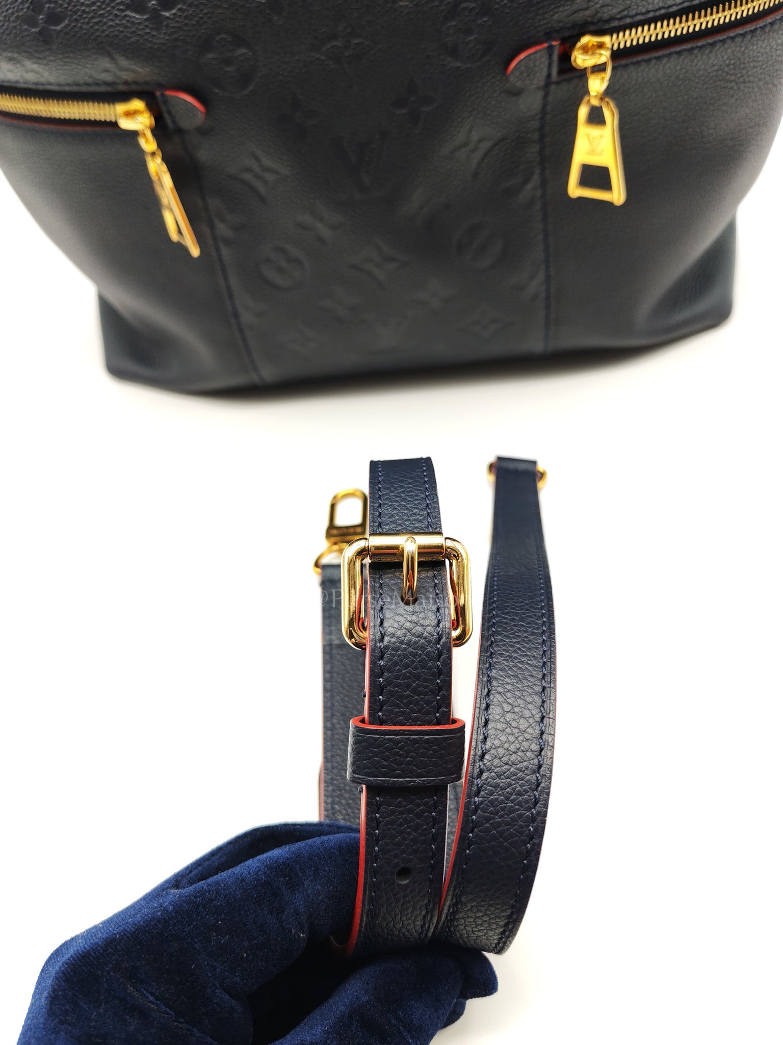 Melie Hobo Bag in Marine Rouge Monogram Empreinte Leather & Gold Hardawre (Datecode: DU3187) | Purse Maison Luxury Bags Shop