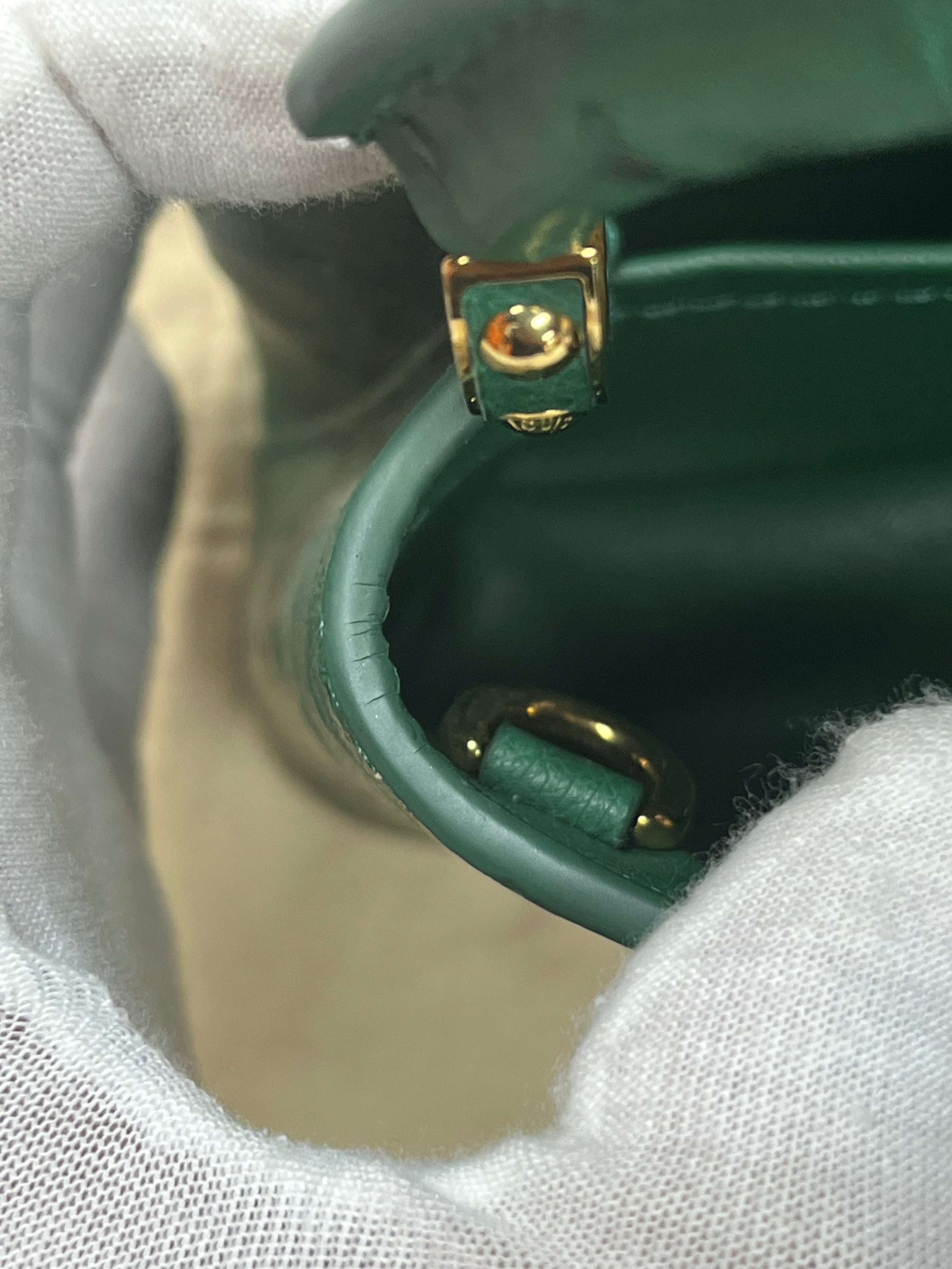 Mini Capuccines in Green Ostrich & Goat Leather Lining (Microchip) | Purse Maison Luxury Bags Shop