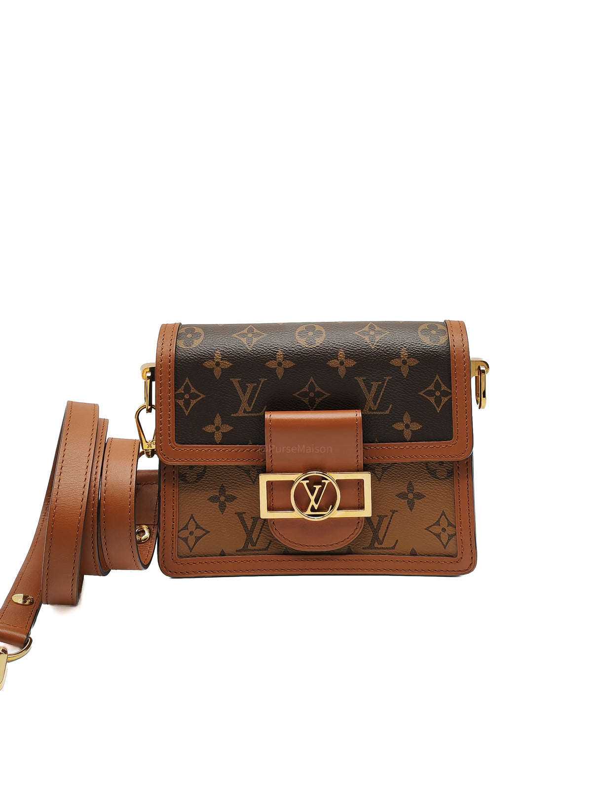 Louis Vuitton Mini Dauphine Bag in Monogram Reverse Canvas and Gold Hardware (Datecode: AA3179) | Purse Maison Luxury Bags Shop