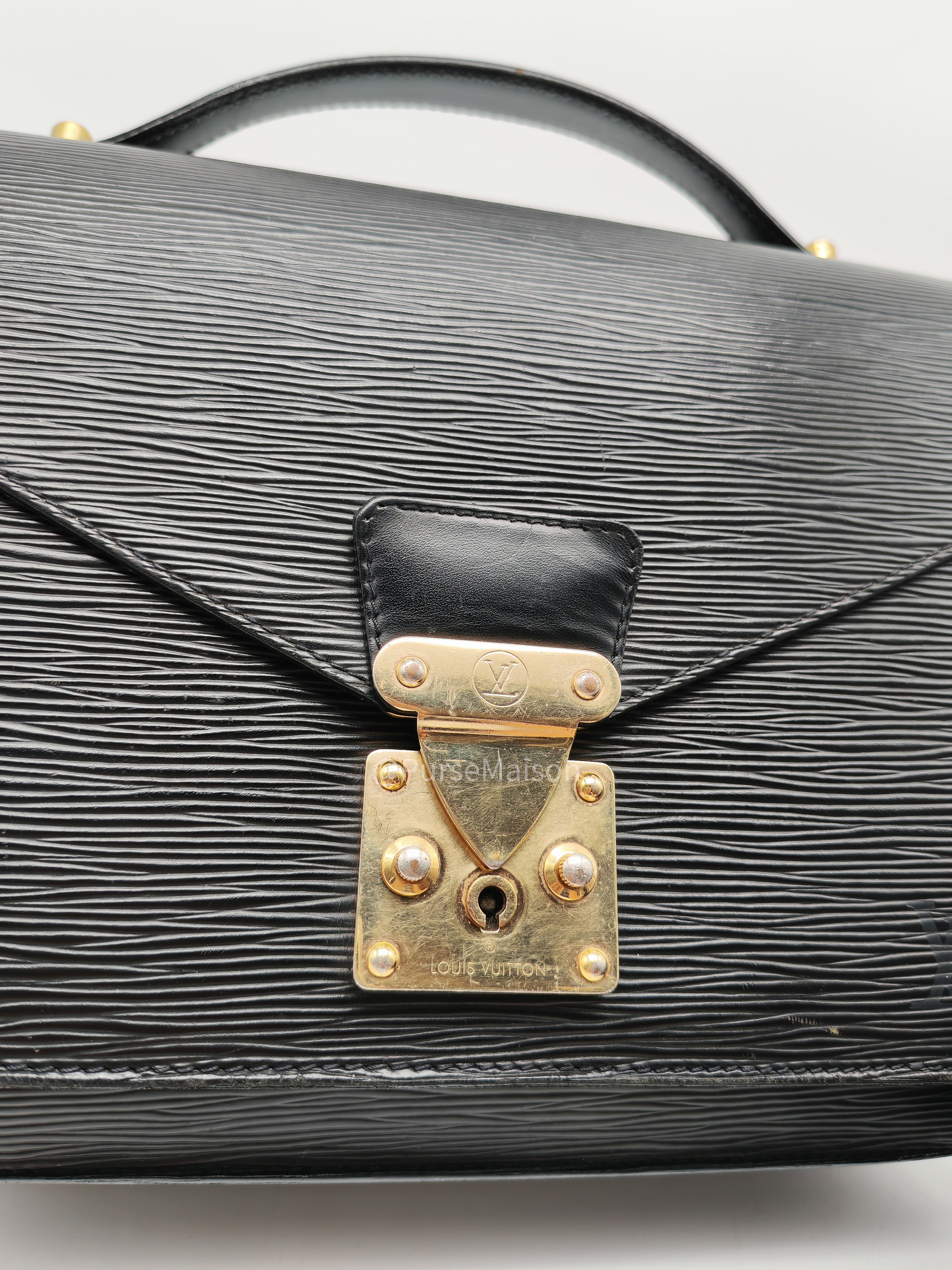 Louis Vuitton Monceau 28 in Black Epi Leather and Gold Hardware (Datecode: SR1002) | Purse Maison Luxury Bags Shop