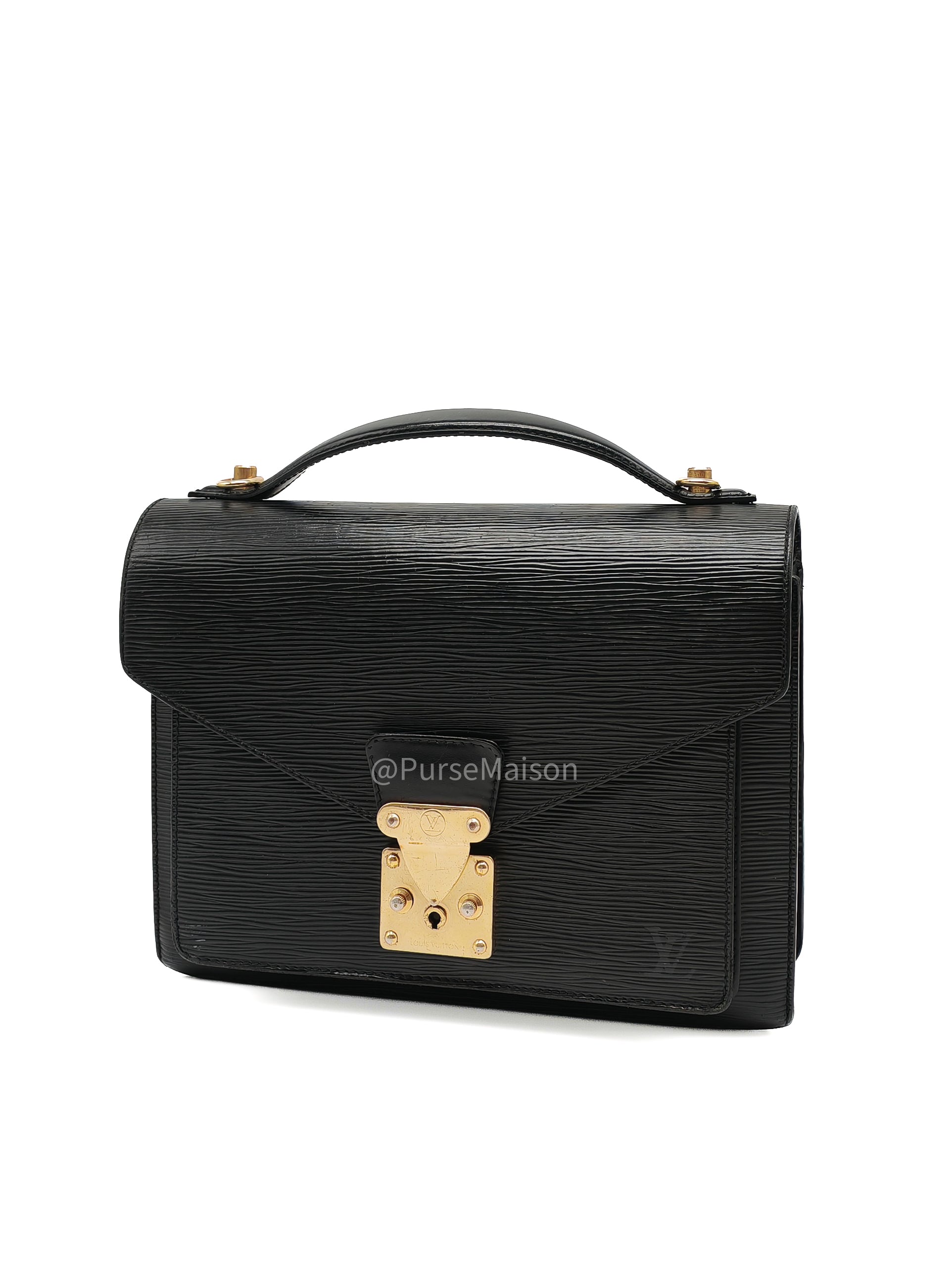 Louis Vuitton Monceau 28 in Black Epi Leather and Gold Hardware (Datecode: SR1002) | Purse Maison Luxury Bags Shop