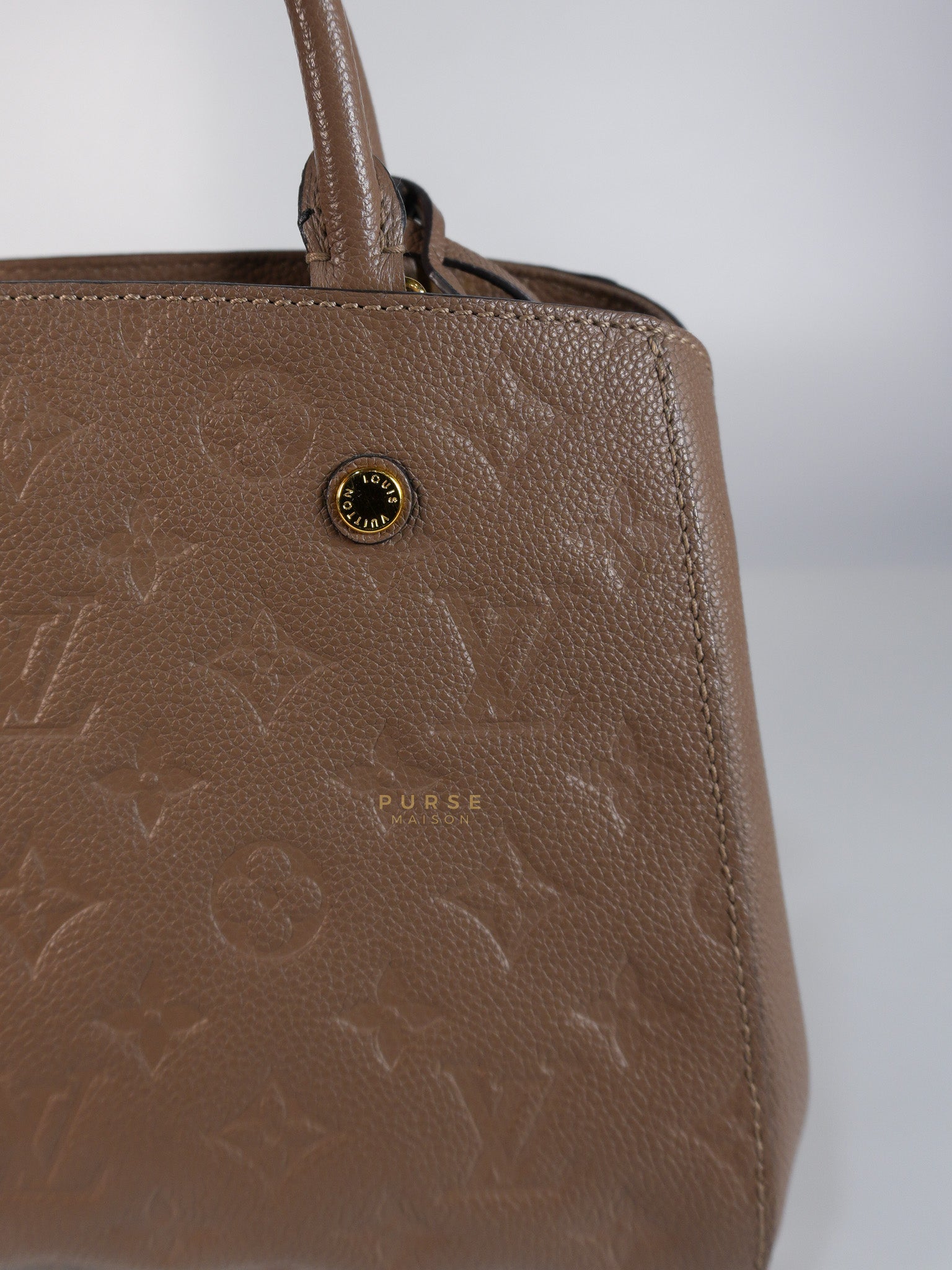 Montaigne BB in Taupe Monogram Empreinte Leather (Date Code: SP1197) | Purse Maison Luxury Bags Shop