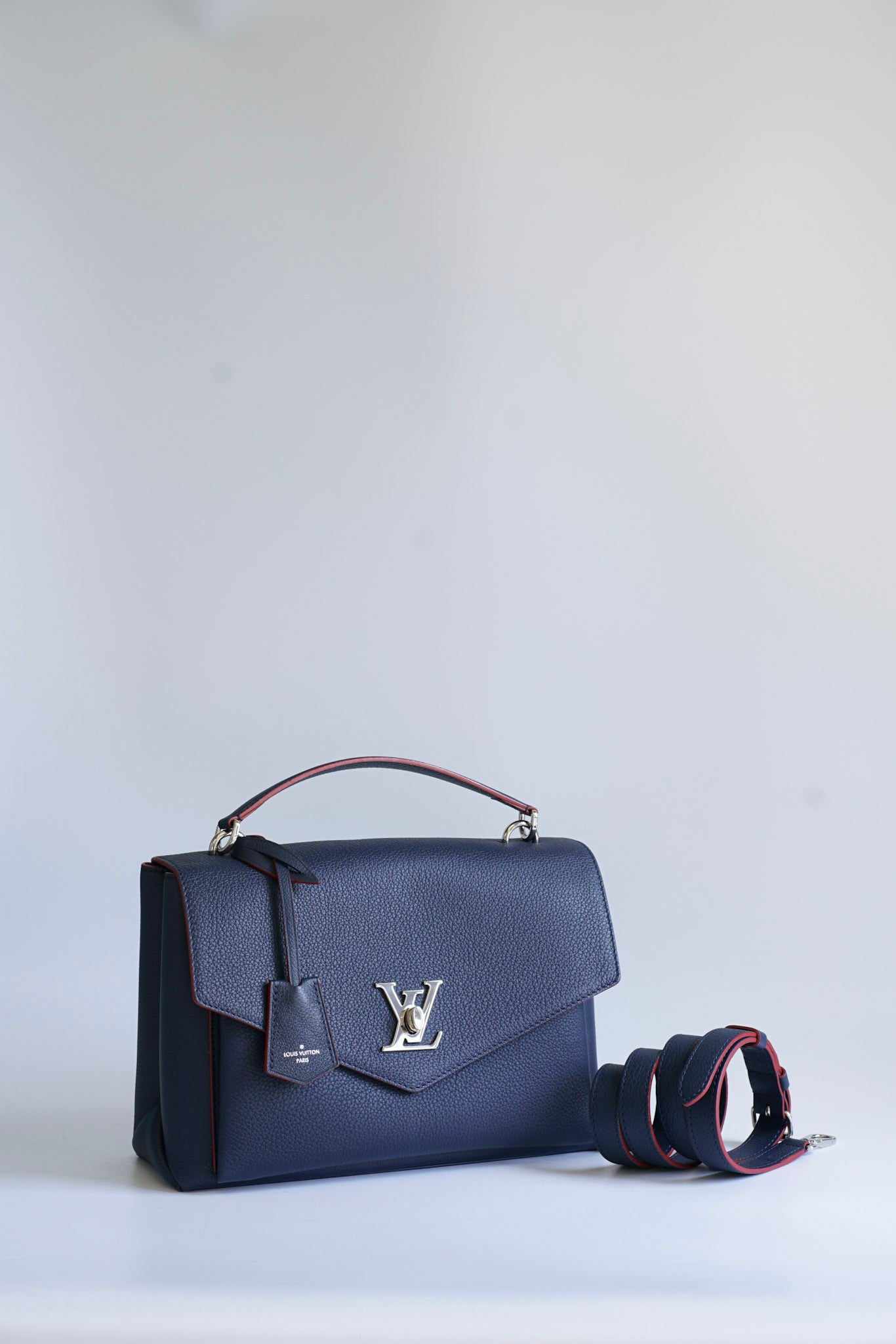 Louis Vuitton Mylockme Satchel in Navy Blue Empreinte Leather