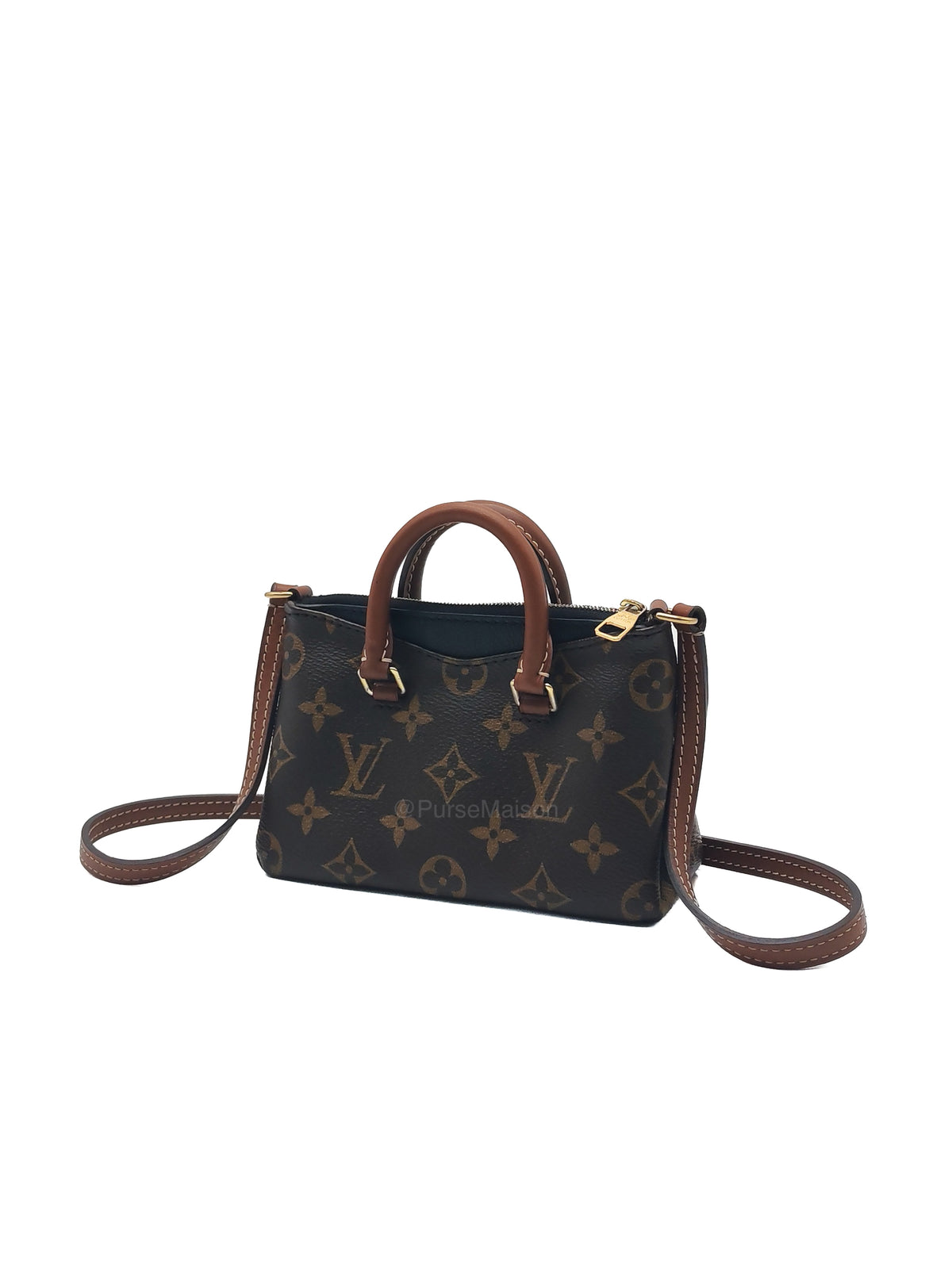 Louis Vuitton Nano Pallas Two Way Hand Bag in Monogram Canvas and Gold Hardware (Datecode: SN5115) | Purse Maison Luxury Bags Shop