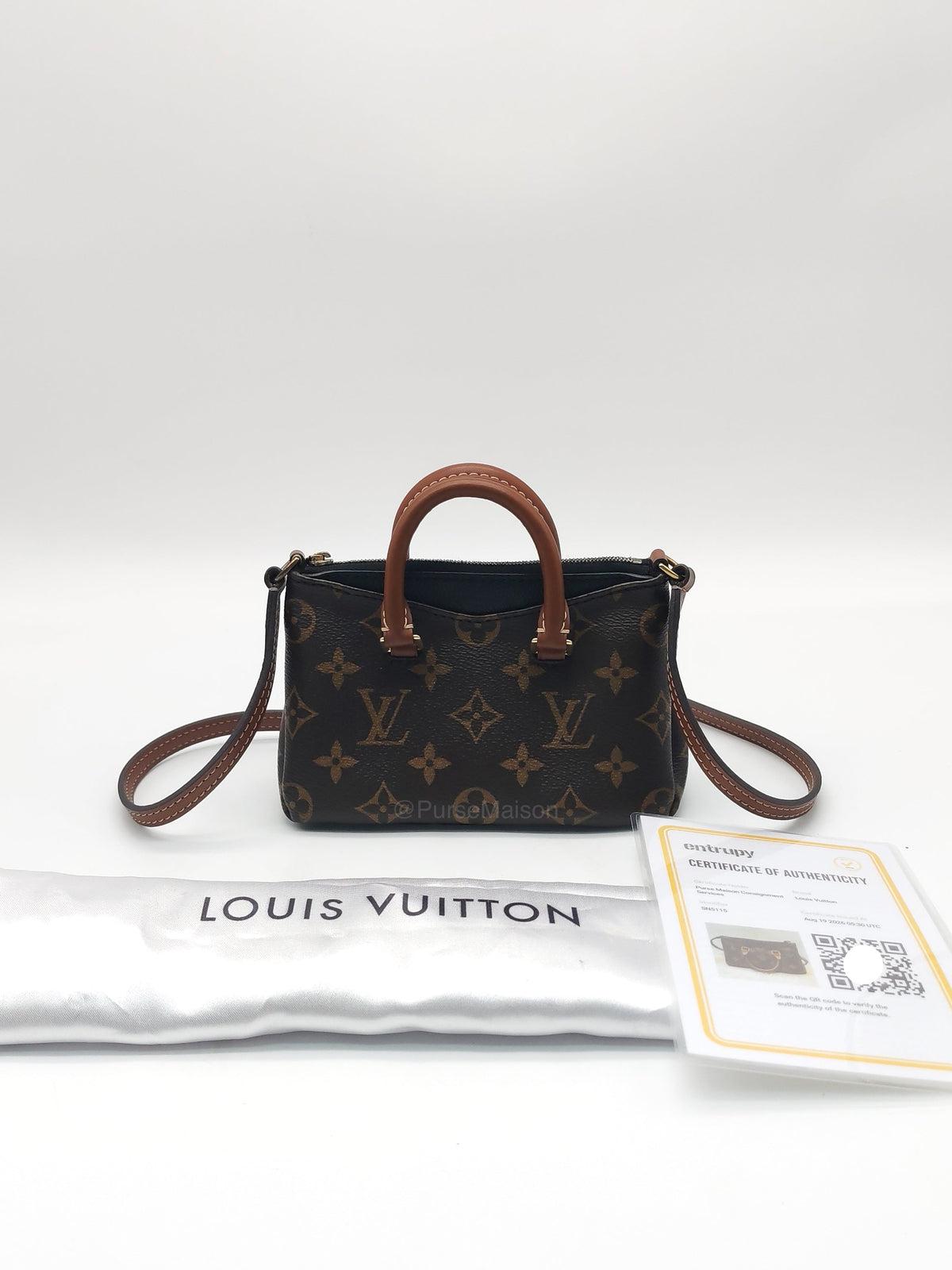 Louis Vuitton Nano Pallas Two Way Hand Bag in Monogram Canvas and Gold Hardware (Datecode: SN5115) | Purse Maison Luxury Bags Shop