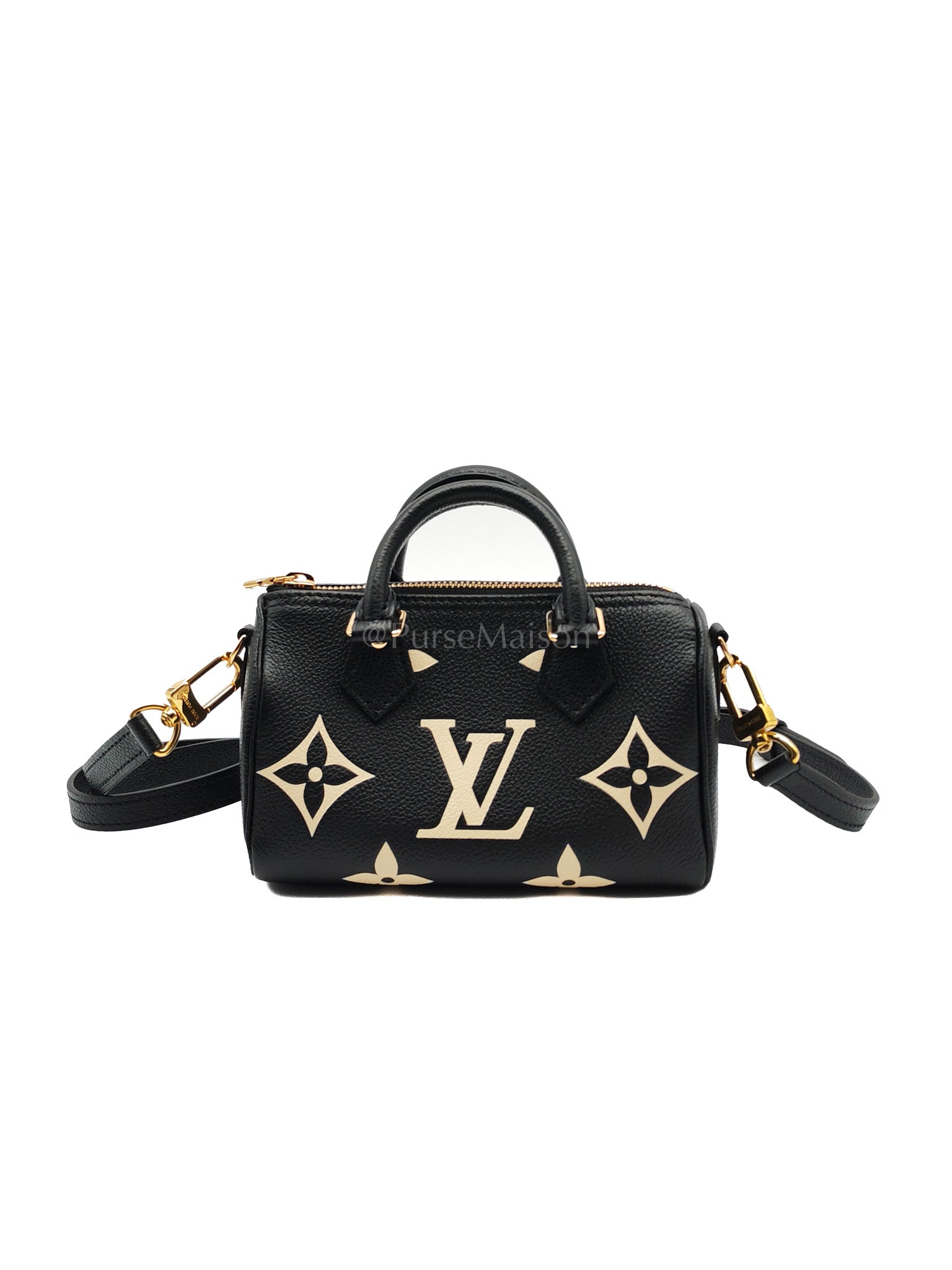 Nano Speedy in Bicolor Monogram Empriente Leather Crossbody Bag (Microchip) | Purse Maison Luxury Bags Shop