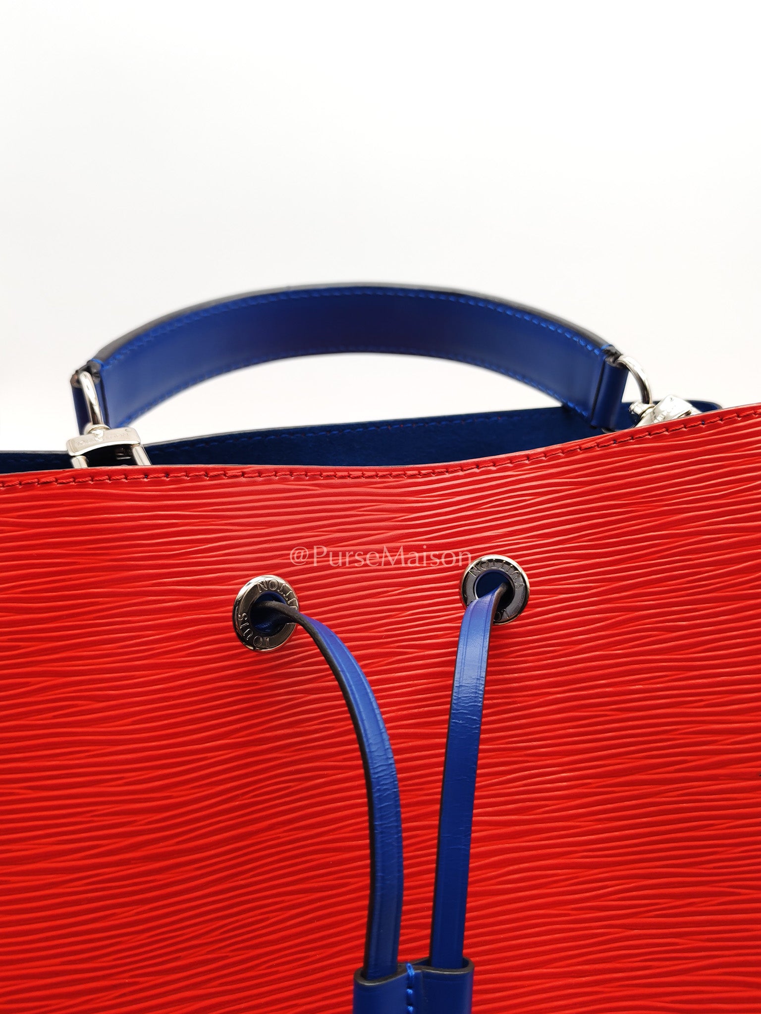 Louis Vuitton Neo Noe MM Coquelicot Red/Blue Epi Leather Bucket Bag (Date Code: SR4138) | Purse Maison Luxury Bags Shop