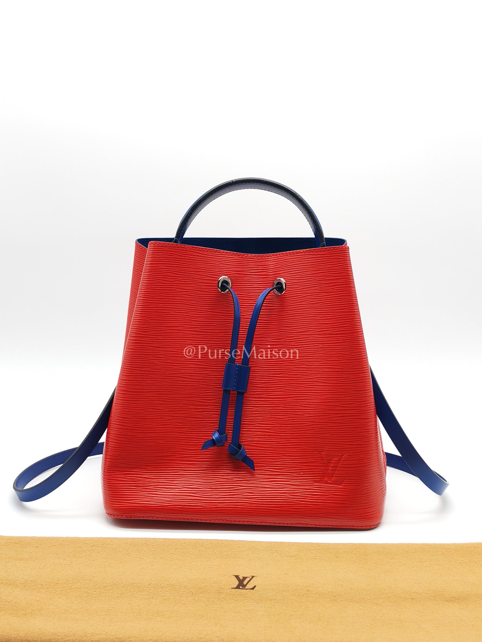 Louis Vuitton Neo Noe MM Coquelicot Red/Blue Epi Leather Bucket Bag (Date Code: SR4138) | Purse Maison Luxury Bags Shop
