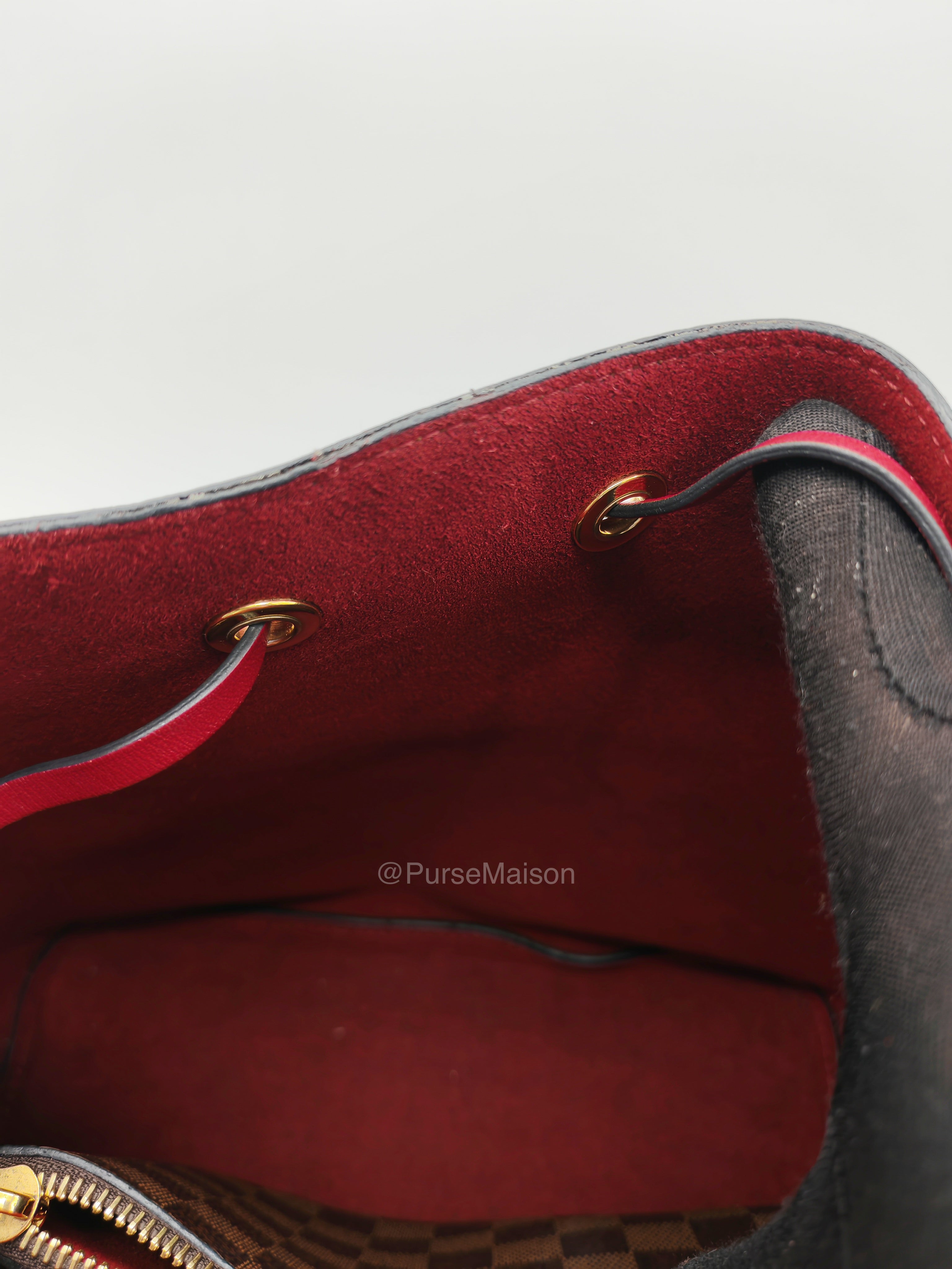 Louis Vuitton Neo Noe MM in Damiere Ebene Canvas and Gold Hardware (Datecode: AH4159) | Purse Maison Luxury Bags Shop