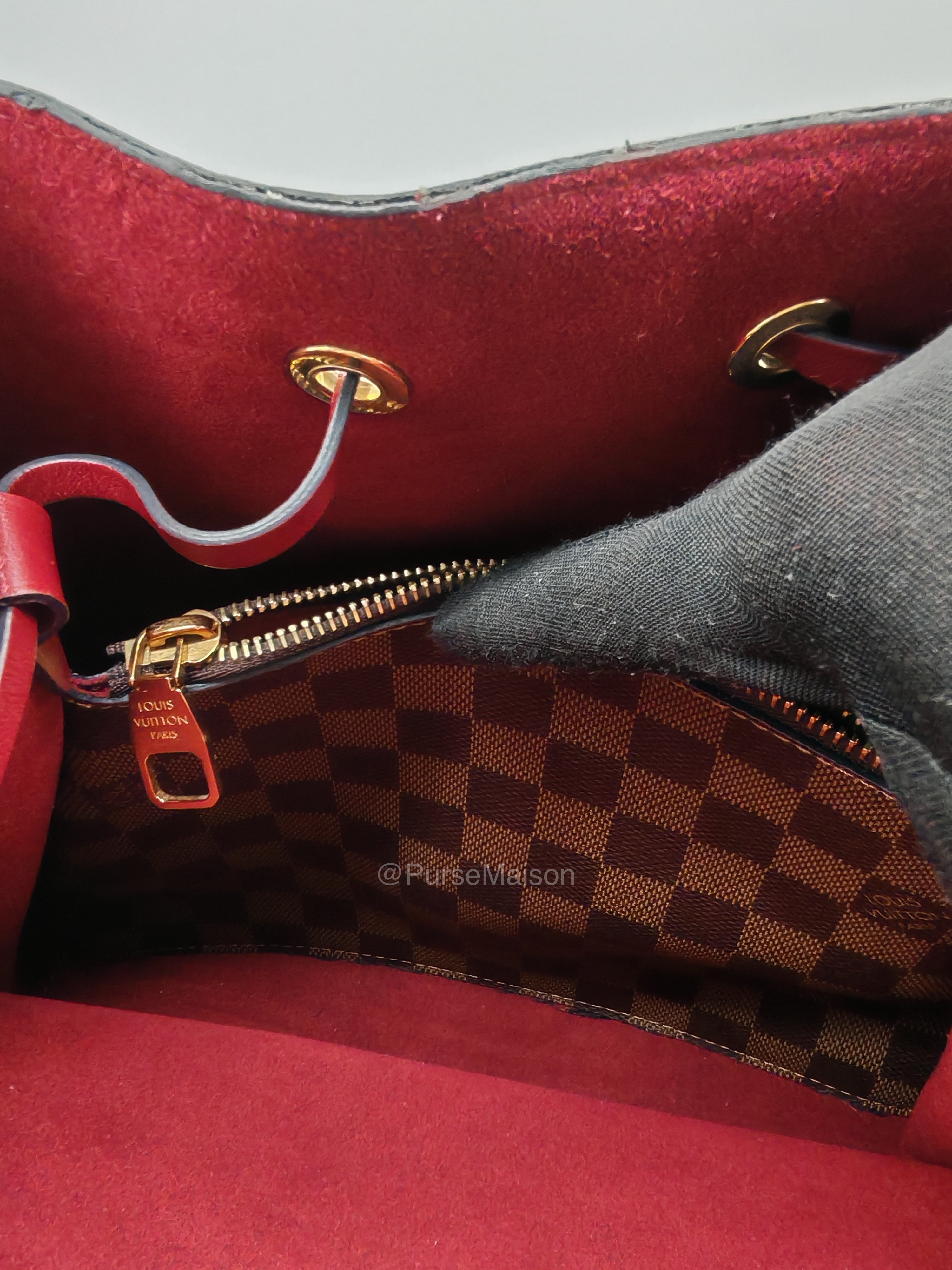 Louis Vuitton Neo Noe MM in Damiere Ebene Canvas and Gold Hardware (Datecode: AH4159) | Purse Maison Luxury Bags Shop