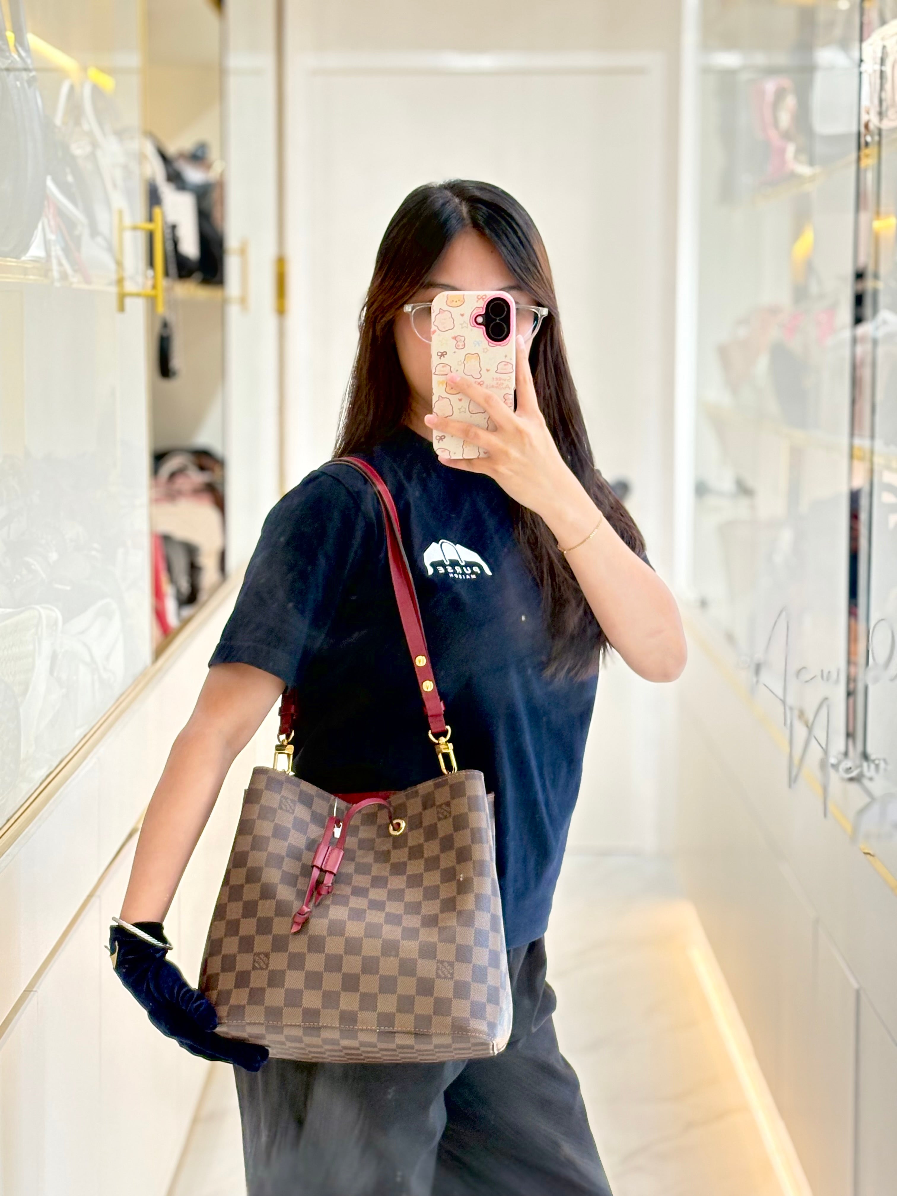 Louis Vuitton Neo Noe MM in Damiere Ebene Canvas and Gold Hardware (Datecode: AH4159) | Purse Maison Luxury Bags Shop