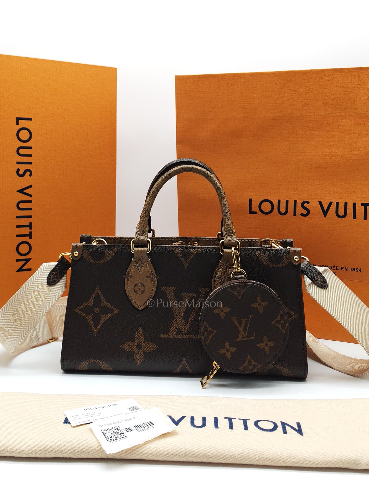 Louis Vuitton On The Go East West in Monogram Reverse Canvas (Microchip) | Purse Maison Luxury Bags Shop