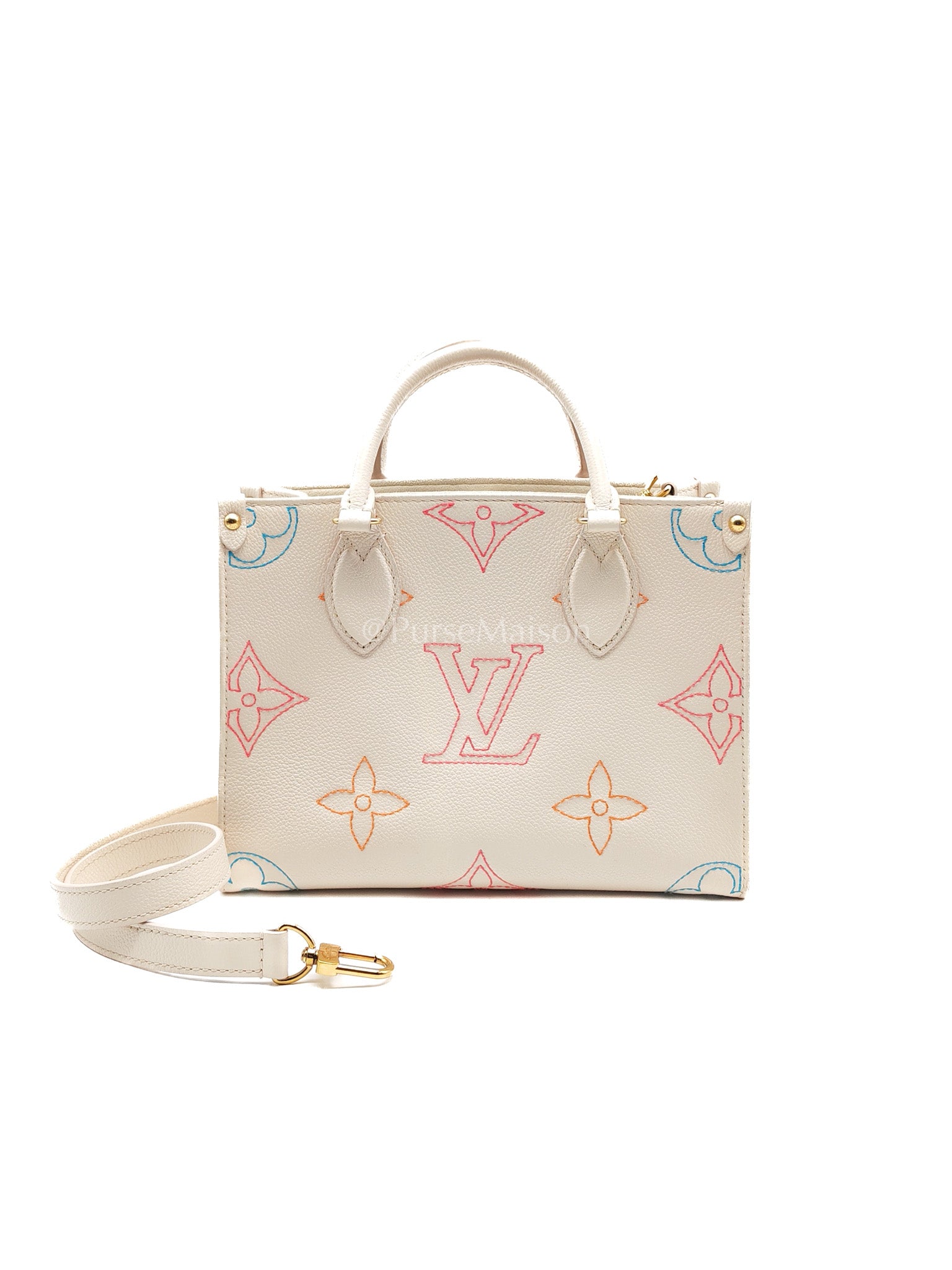 Louis Vuitton On The Go PM in White Monogram Empreinte Leather (Microchip) | Purse Maison Luxury Bags Shop