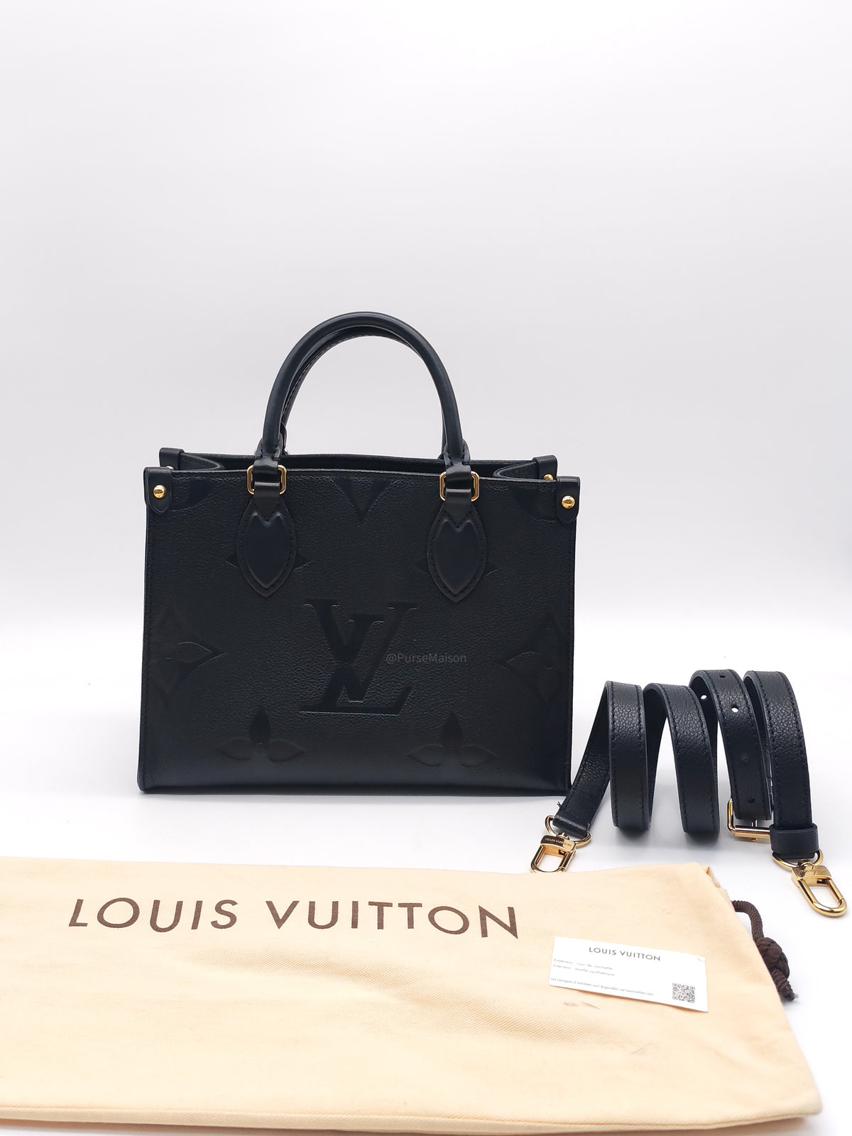 Louis Vuitton OntheGo MM In Black Monogram Empreinte Leather and Gold Hardware Microchip | Purse Maison Luxury Bags Shop