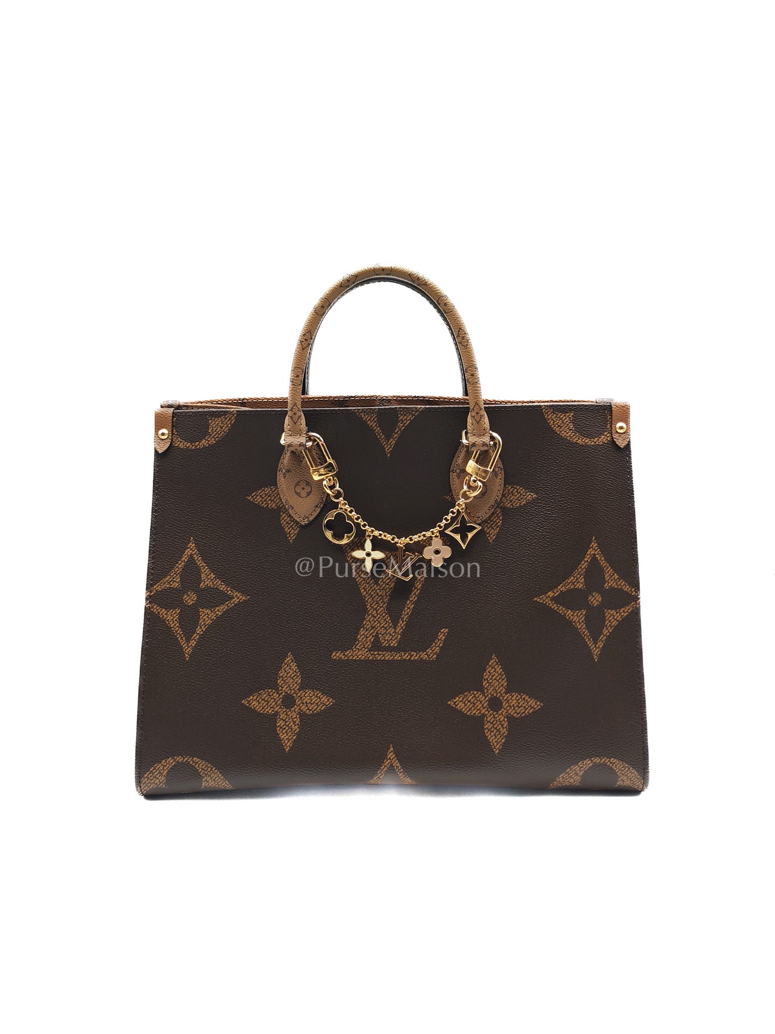 Louis Vuitton OntheGo MM in Reverse Monogram Canvas and Gold Hardware Microchip | Purse Maison Luxury Bags Shop