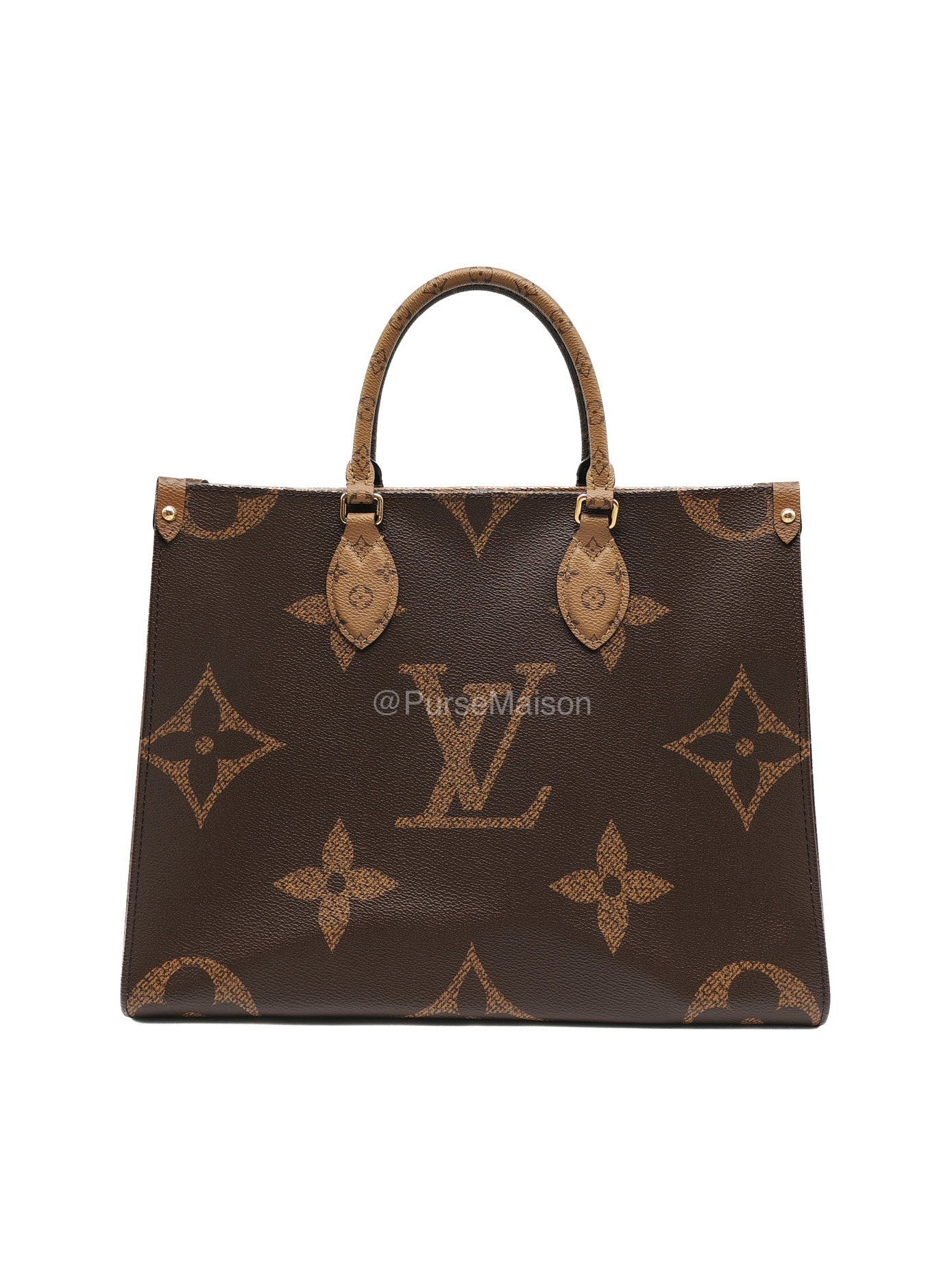 Louis Vuitton OntheGo MM Tote Bag in Reverse Monogram Canvas (Microchip) | Purse Maison Luxury Bags Shop