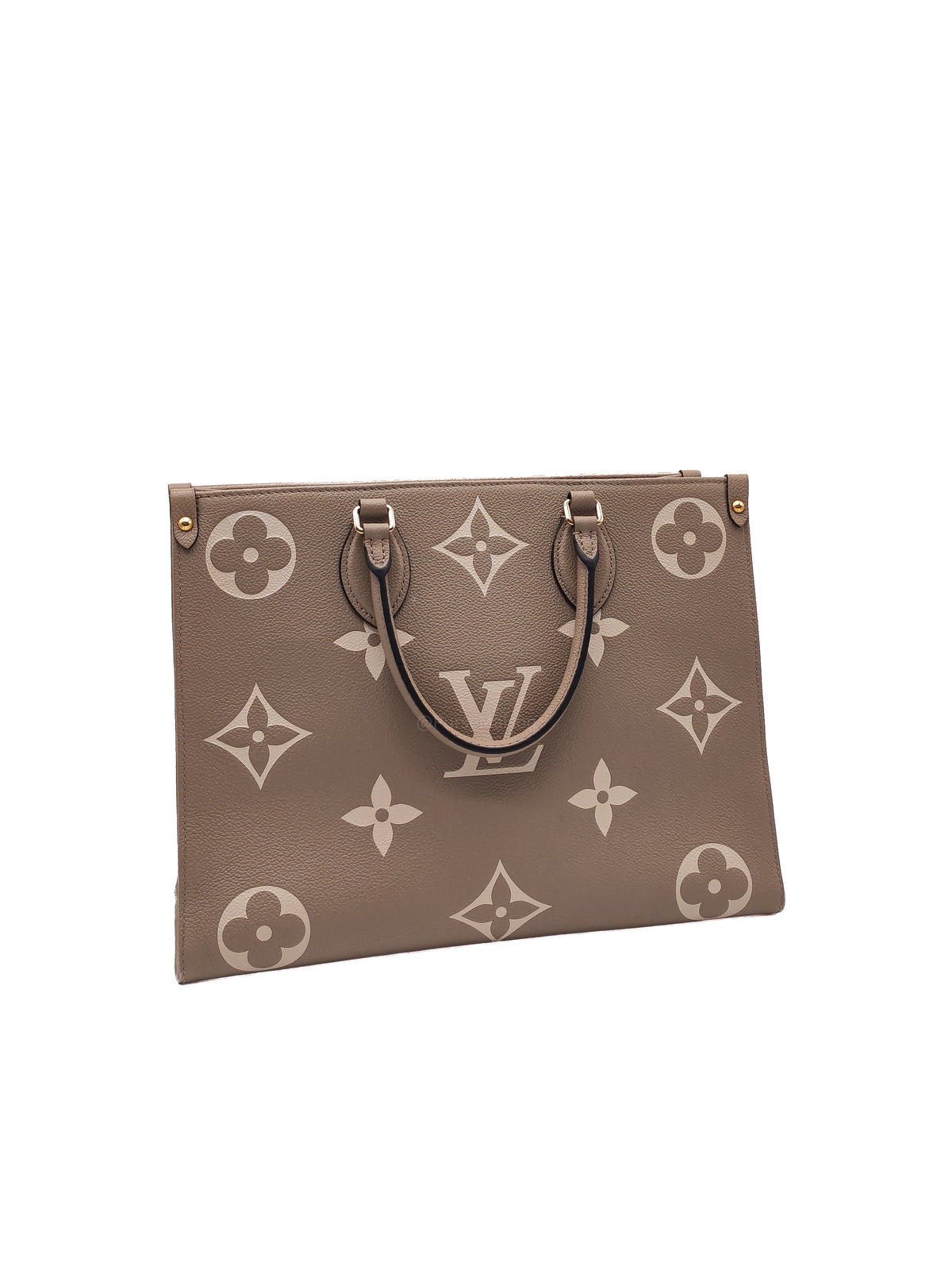 Louis Vuitton OntheGo (OTG) MM in Tourterelle/Creme Monogram Empriente Leather and Gold Hardware Microchip | Purse Maison Luxury Bags Shop