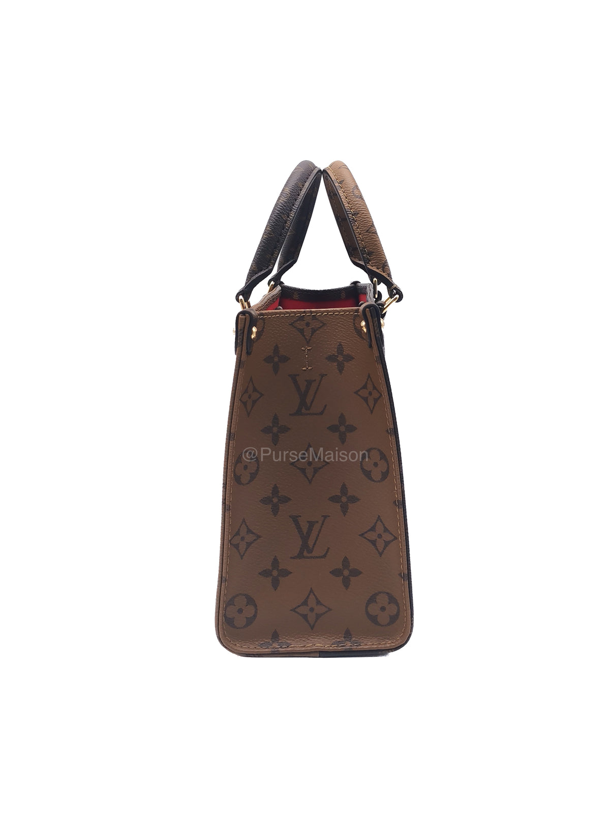 Louis Vuitton OnTheGo (OTG) PM in Reverse Monogram Canvas and Gold Hardware Microchip | Purse Maison Luxury Bags Shop