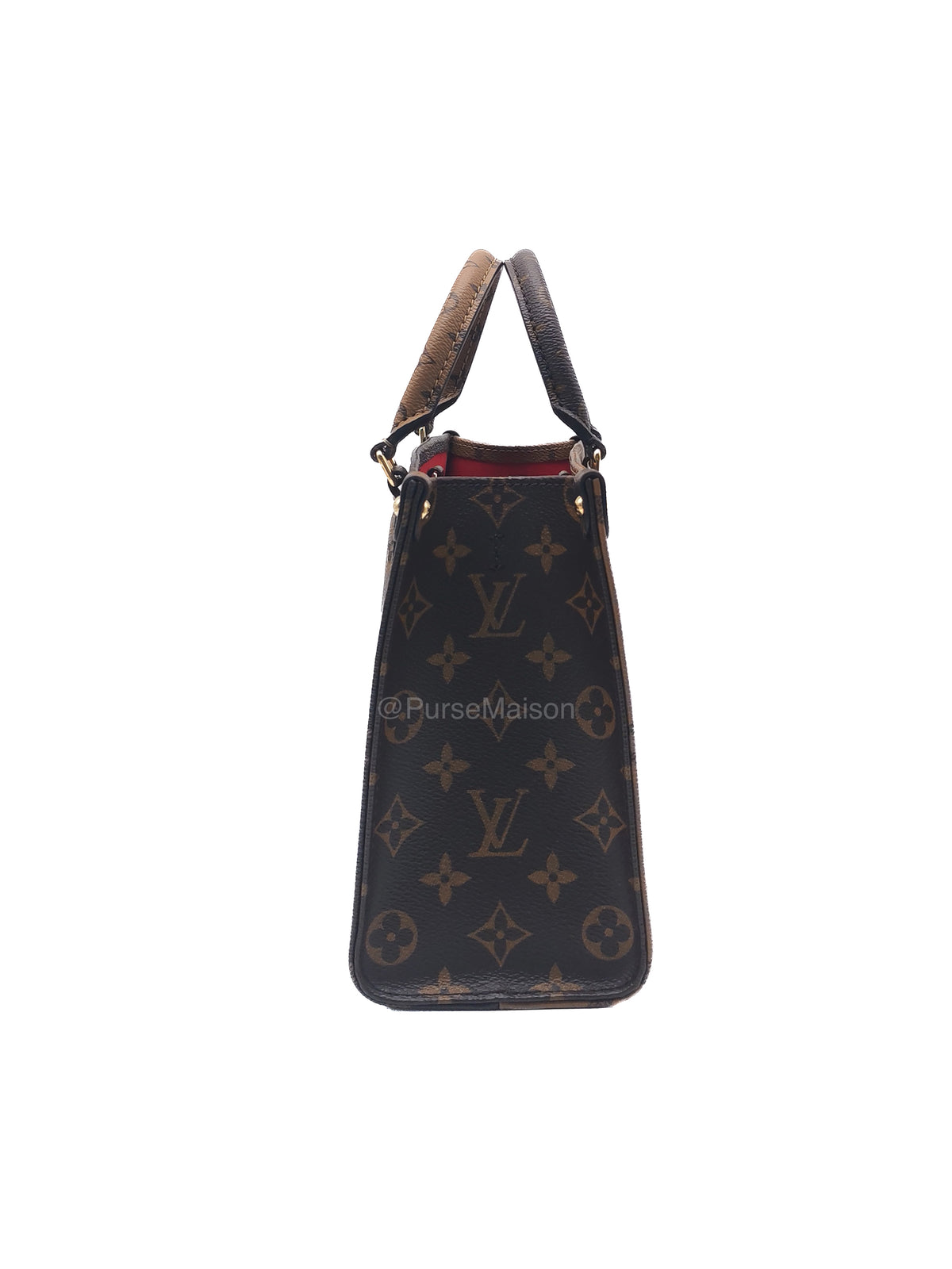 Louis Vuitton OnTheGo (OTG) PM in Reverse Monogram Canvas and Gold Hardware Microchip | Purse Maison Luxury Bags Shop