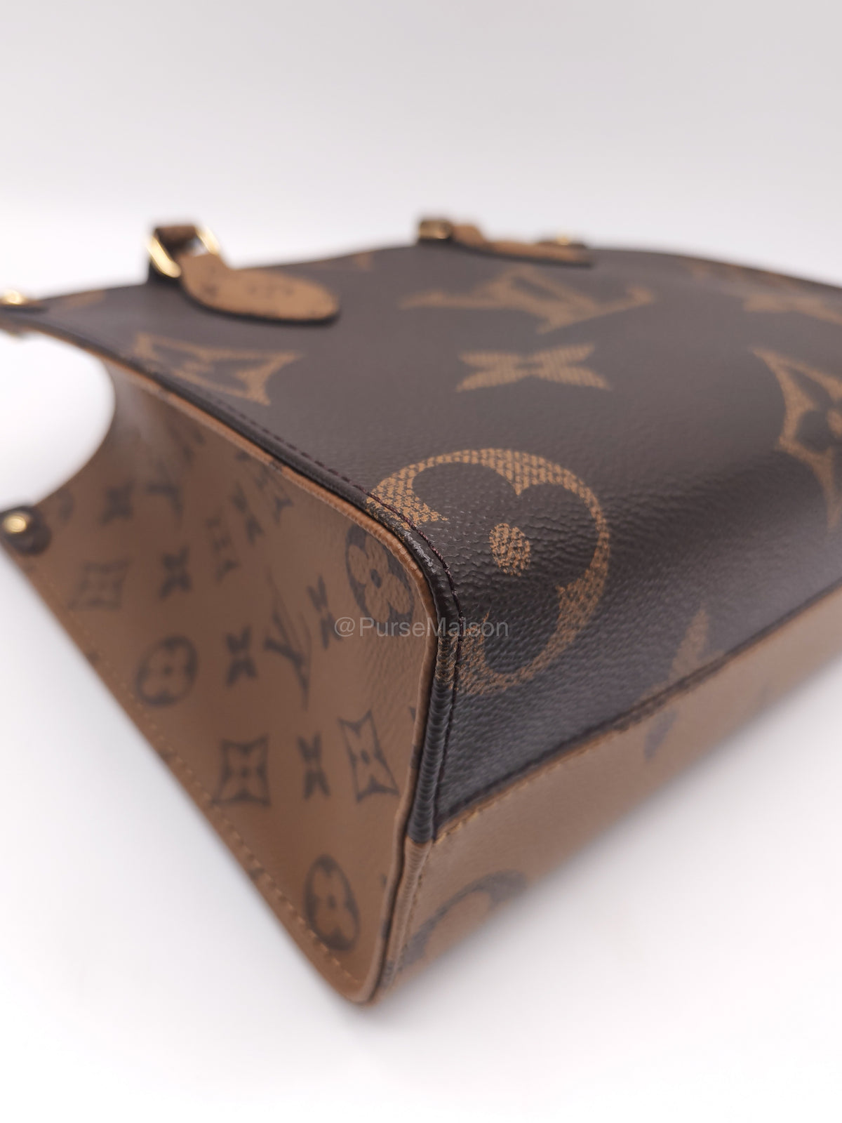 Louis Vuitton OnTheGo (OTG) PM in Reverse Monogram Canvas and Gold Hardware Microchip | Purse Maison Luxury Bags Shop