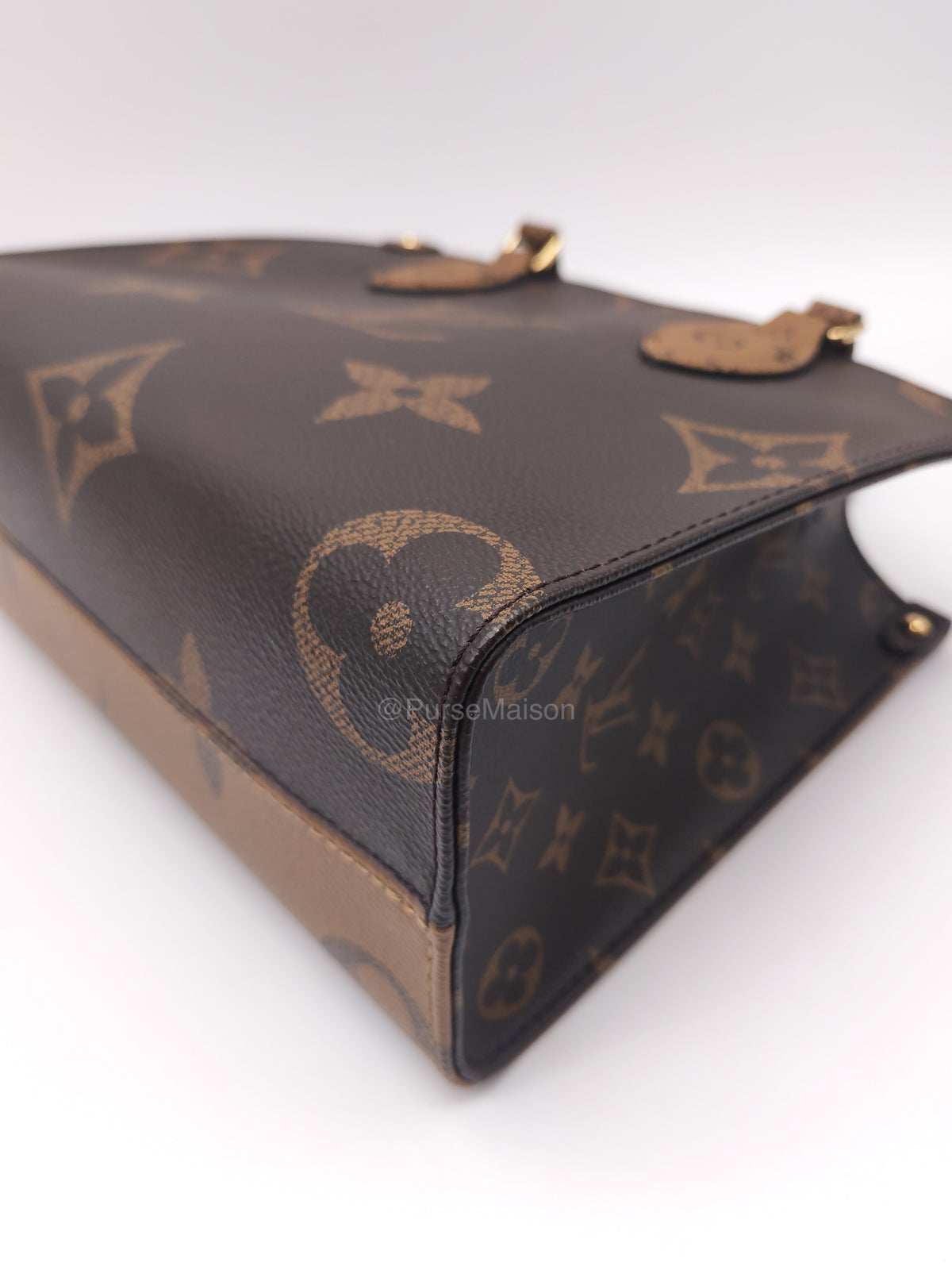 Louis Vuitton OnTheGo (OTG) PM in Reverse Monogram Canvas and Gold Hardware Microchip | Purse Maison Luxury Bags Shop