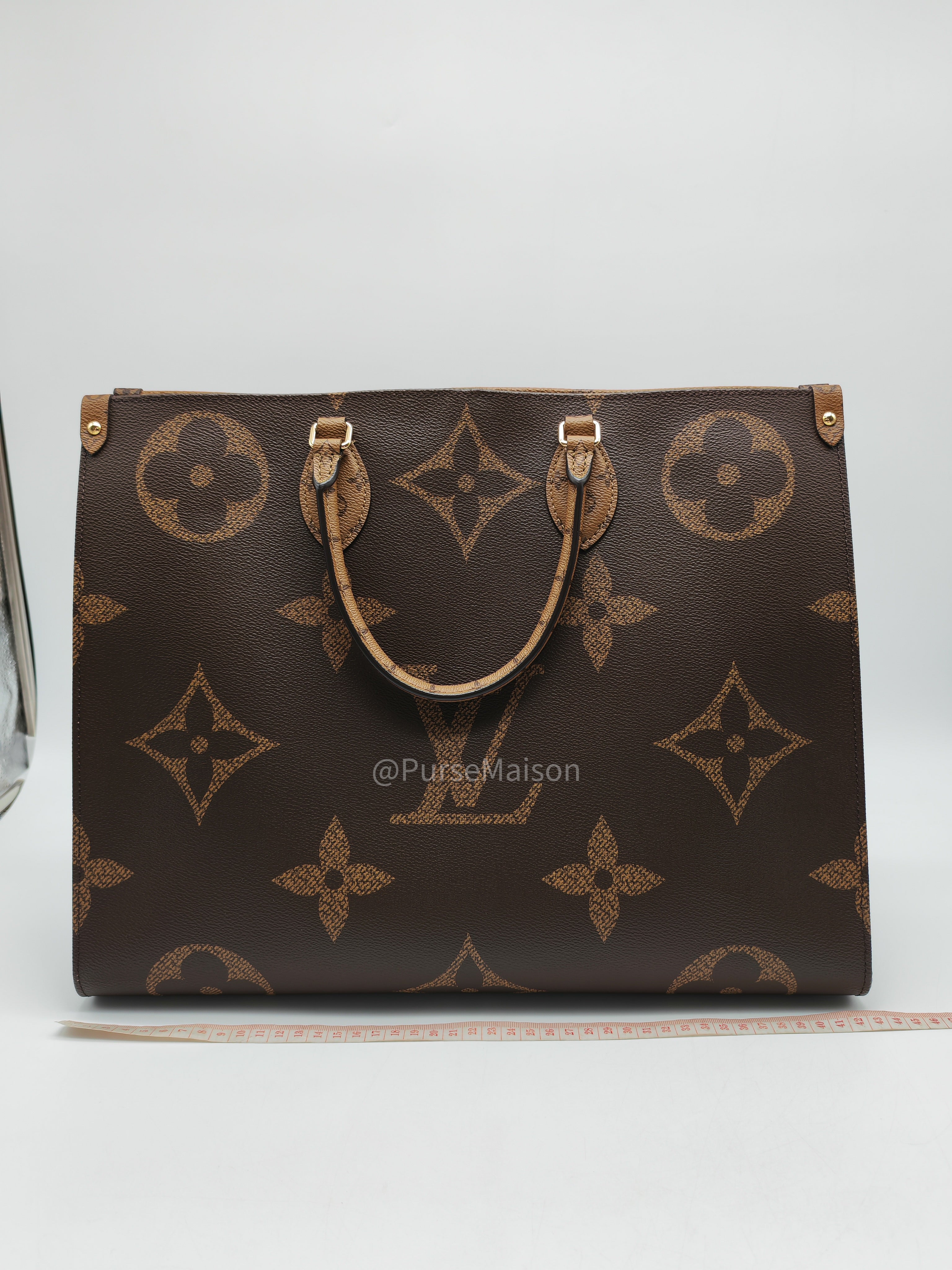 Louis Vuitton OntheGo Tote Bag GM in Reverse Monogram Canvas (Microchip) | Purse Maison Luxury Bags Shop