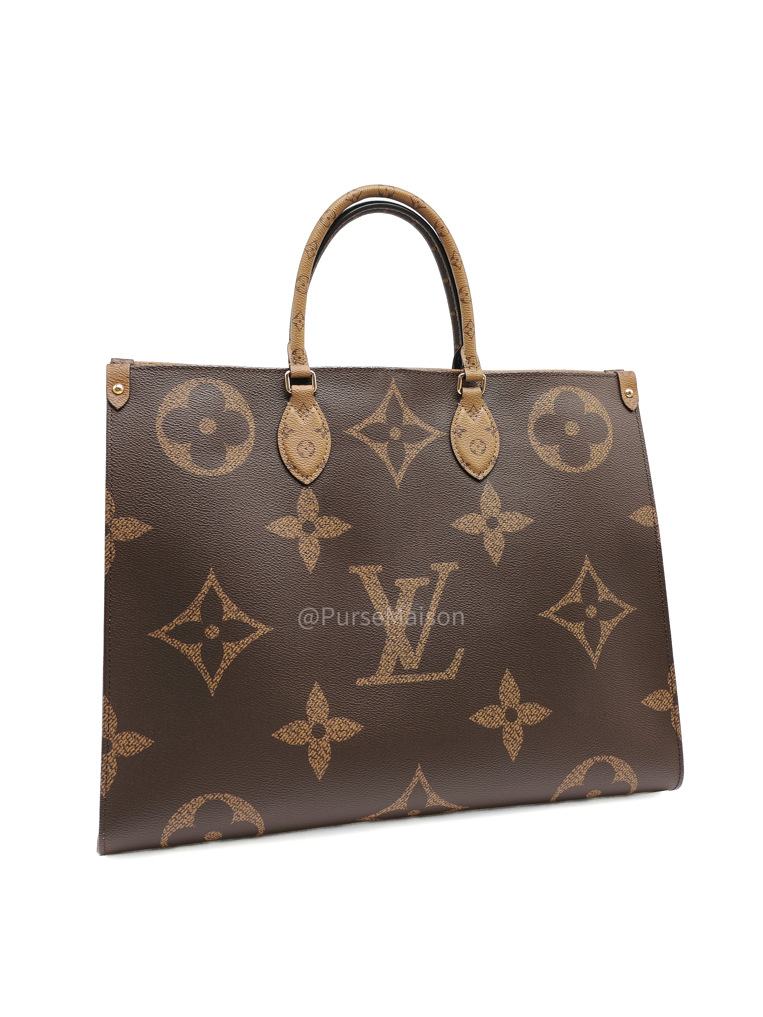 Louis Vuitton OntheGo Tote Bag GM in Reverse Monogram Canvas (Microchip) | Purse Maison Luxury Bags Shop