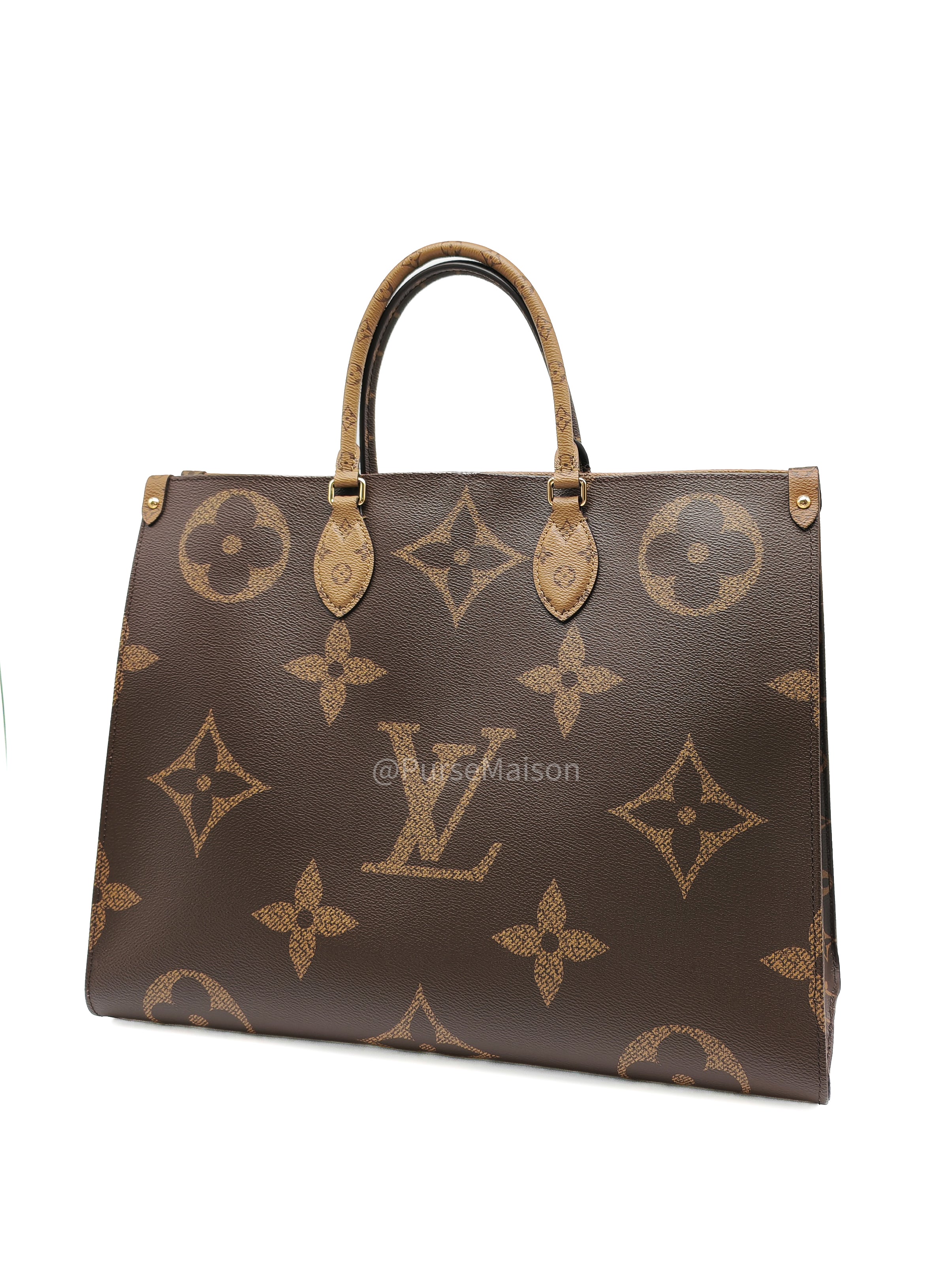 Louis Vuitton OntheGo Tote Bag GM in Reverse Monogram Canvas (Microchip) | Purse Maison Luxury Bags Shop