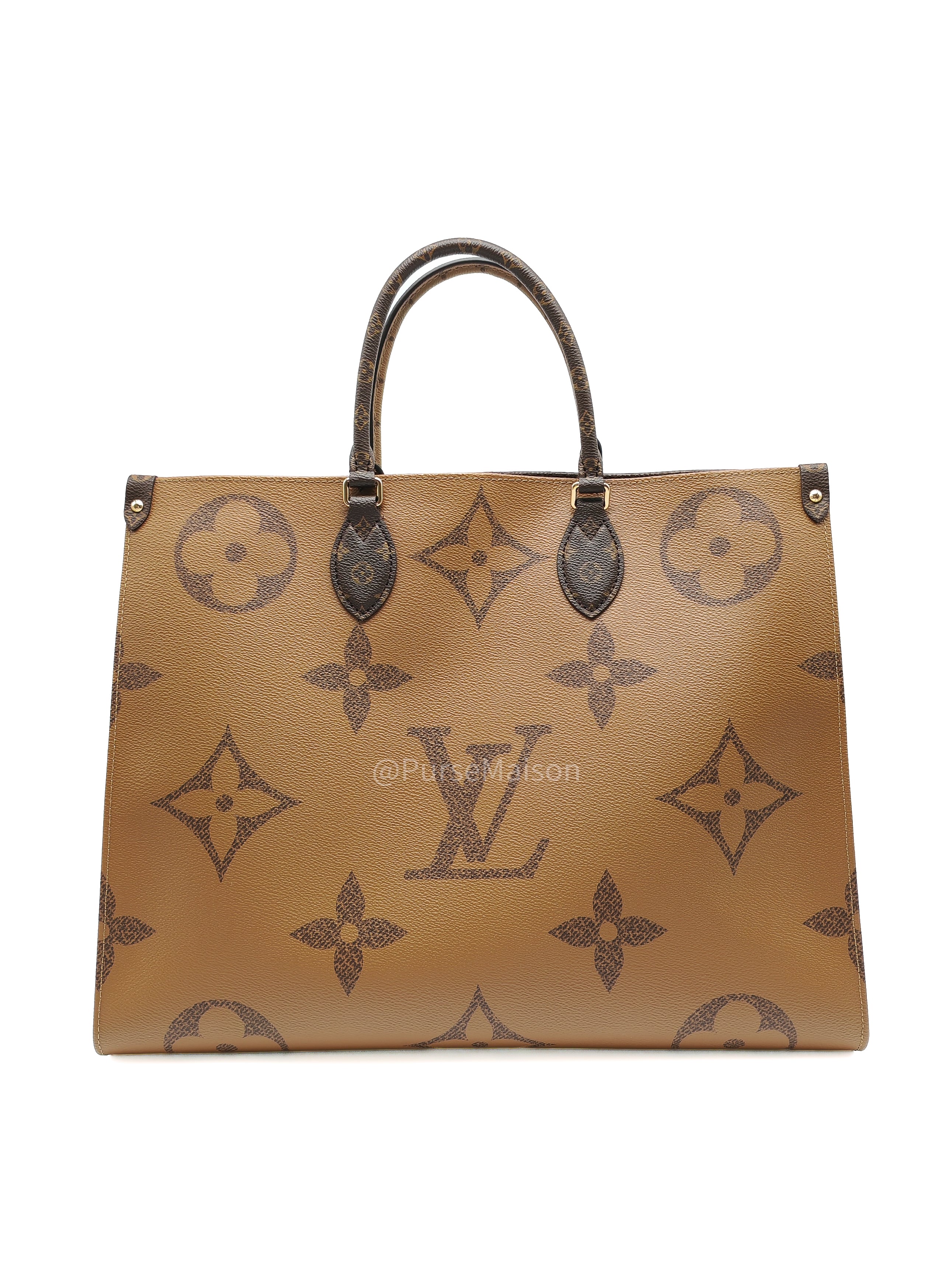 Louis Vuitton OntheGo Tote Bag GM in Reverse Monogram Canvas (Microchip) | Purse Maison Luxury Bags Shop