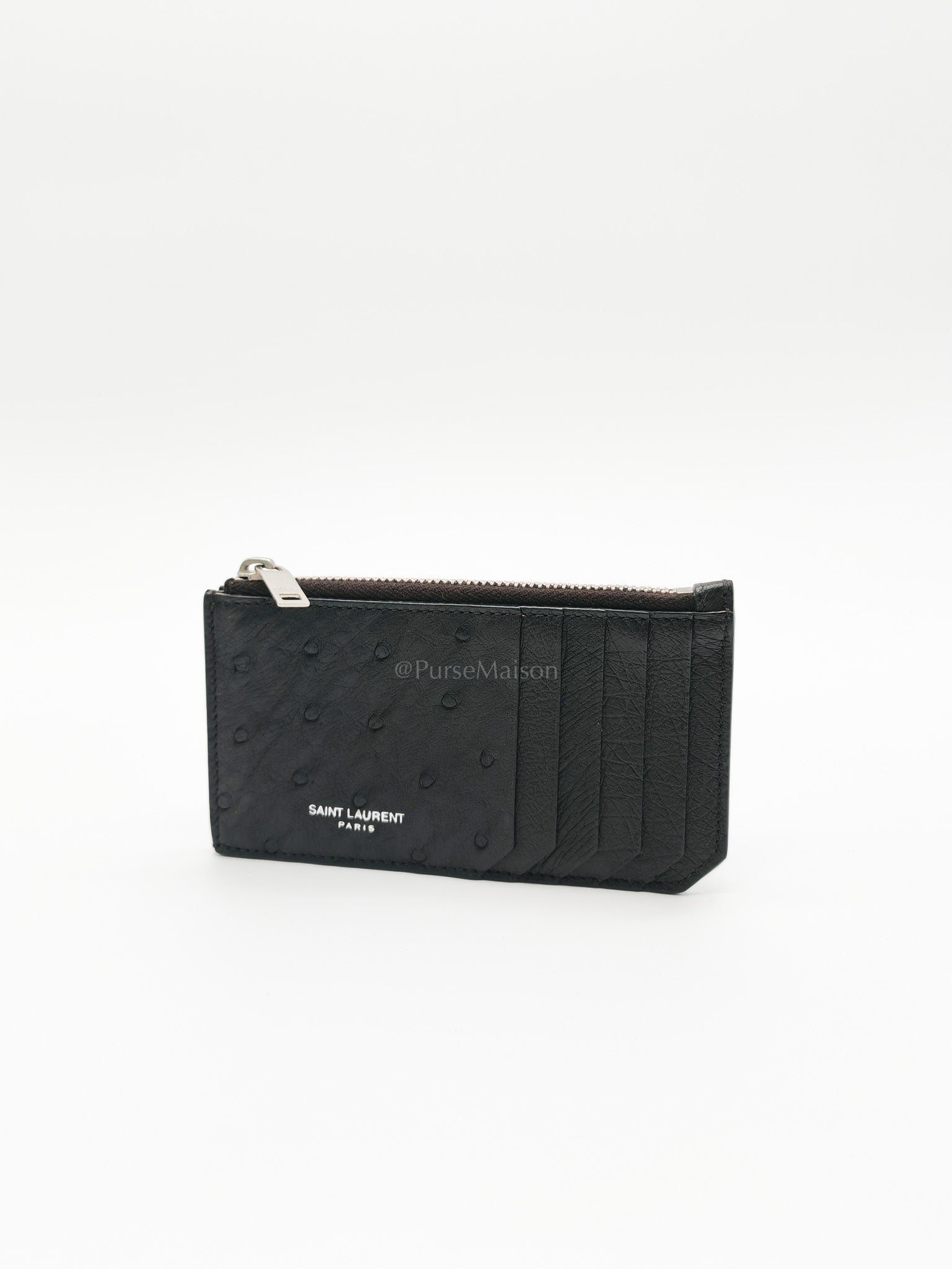 Ostrich Leather Zippy Card Holder | Purse Maison Luxury Bags Shop