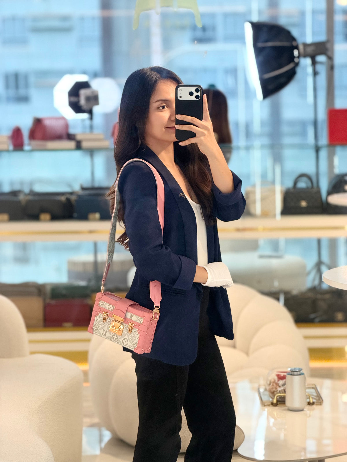 Louis Vuitton Petite Mallee Shoulder Bag in Pink Since 1854 Jacquard Clutch Rose Gold Hardware (Microchip) | Purse Maison Luxury Bags Shop