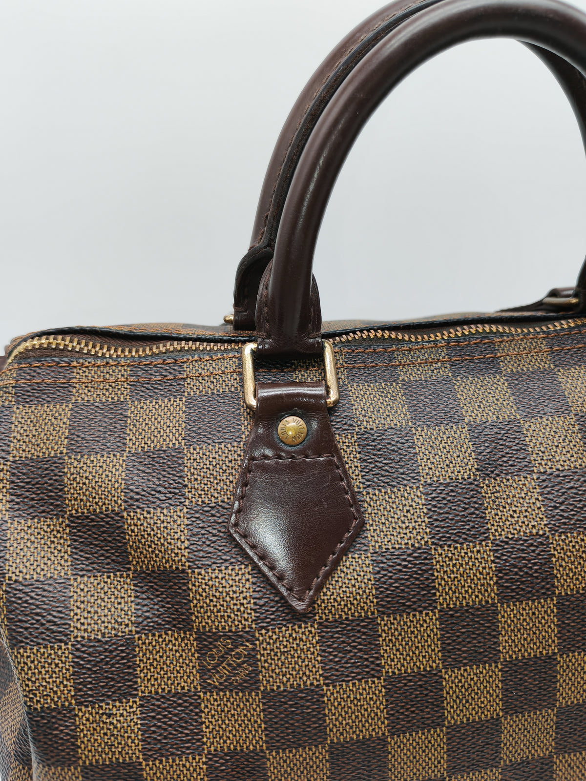 Louis Vuitton Speedy 30 in Damier Ebene Canvas and Gold Hardware (Datecode: SP1087) | Purse Maison Luxury Bags Shop