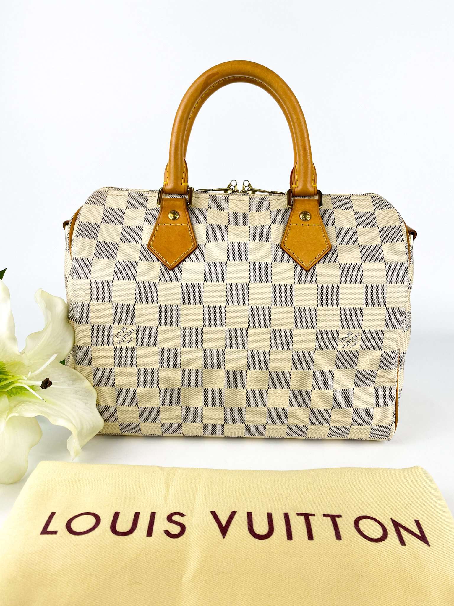 Louis Vuitton Speedy Bandouliere 25 Damier Azur Canvas (Date Code: DU0173)