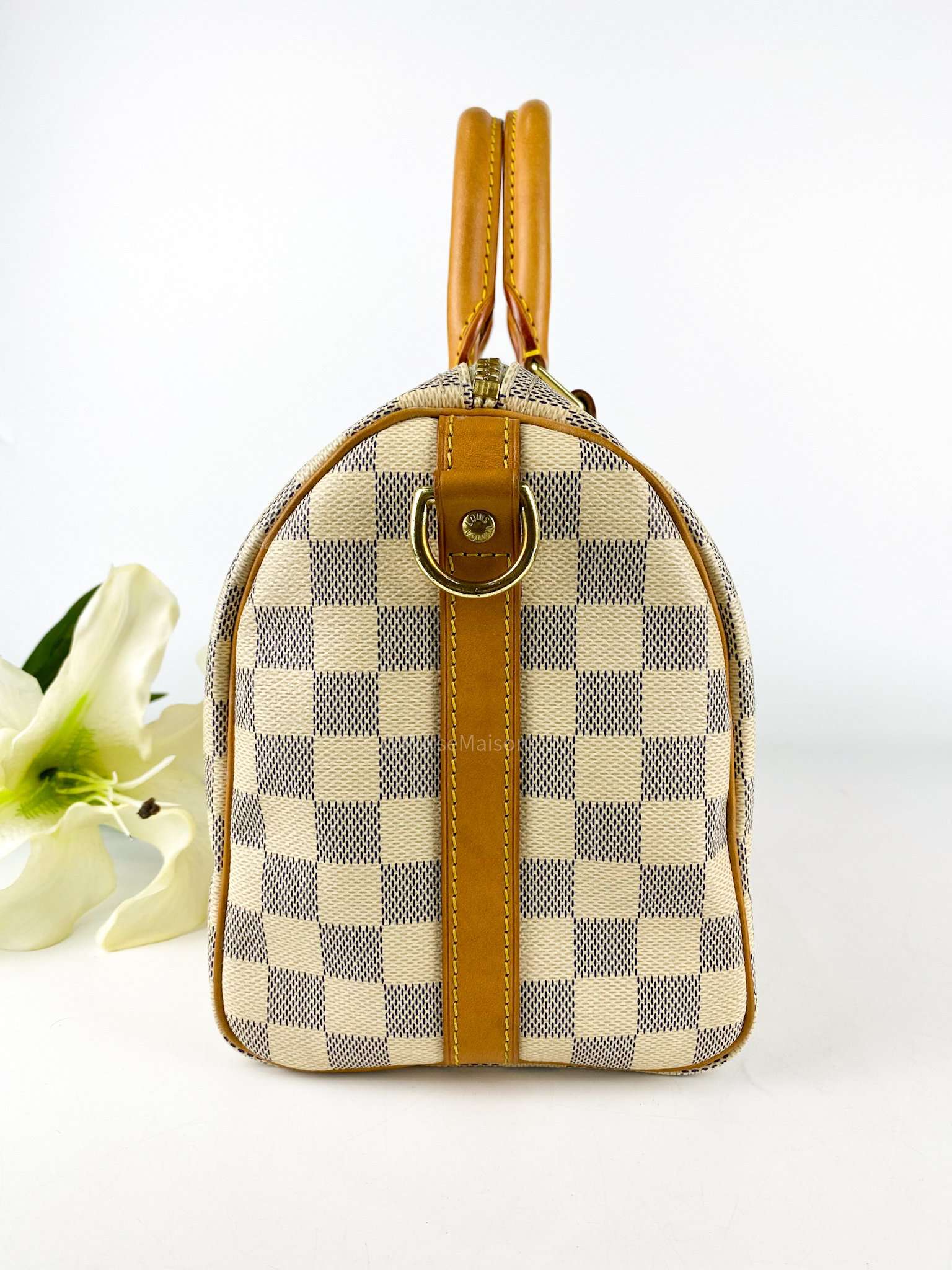 Louis Vuitton Speedy Bandouliere 25 Damier Azur Canvas (Date Code: DU0173)