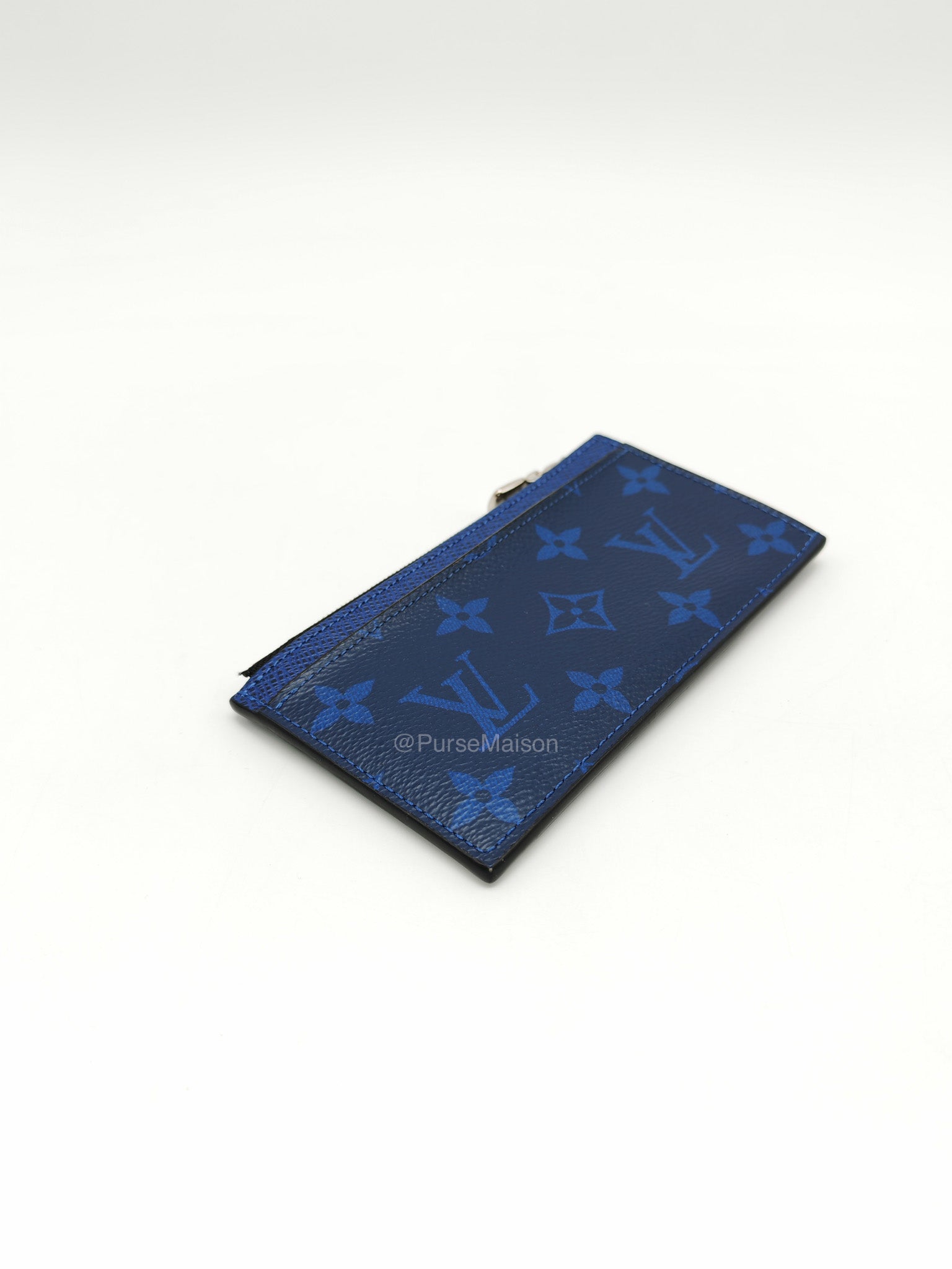 Louis Vuitton Taigarama Coin Card Holder in Cobalt Blue Monogram Canvas and Taïga Leather | Purse Maison Luxury Bags Shop