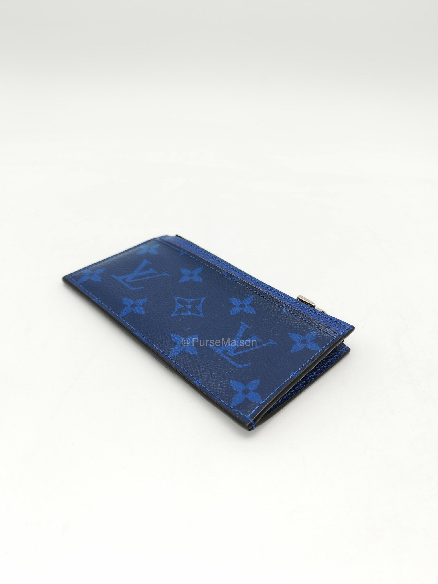 Louis Vuitton Taigarama Coin Card Holder in Cobalt Blue Monogram Canvas and Taïga Leather | Purse Maison Luxury Bags Shop