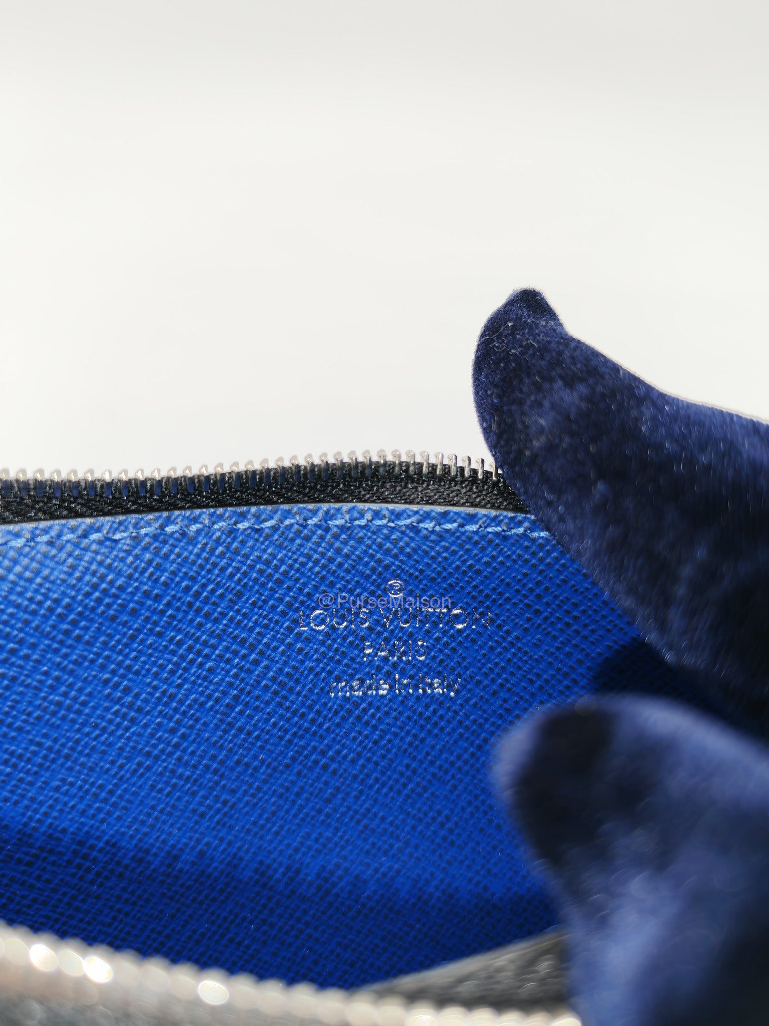 Louis Vuitton Taigarama Coin Card Holder in Cobalt Blue Monogram Canvas and Taïga Leather | Purse Maison Luxury Bags Shop