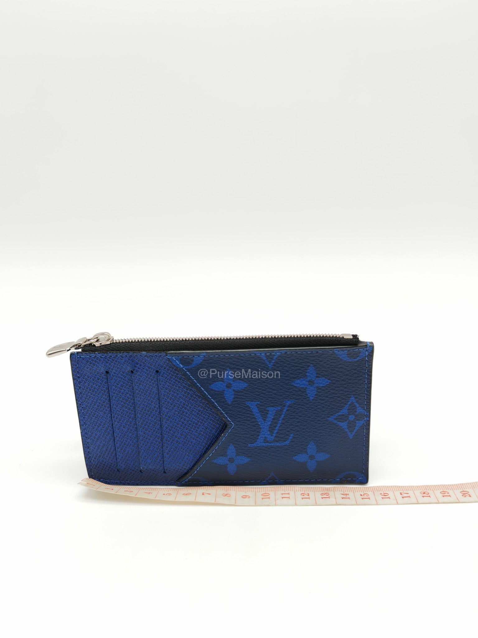 Louis Vuitton Taigarama Coin Card Holder in Cobalt Blue Monogram Canvas and Taïga Leather | Purse Maison Luxury Bags Shop