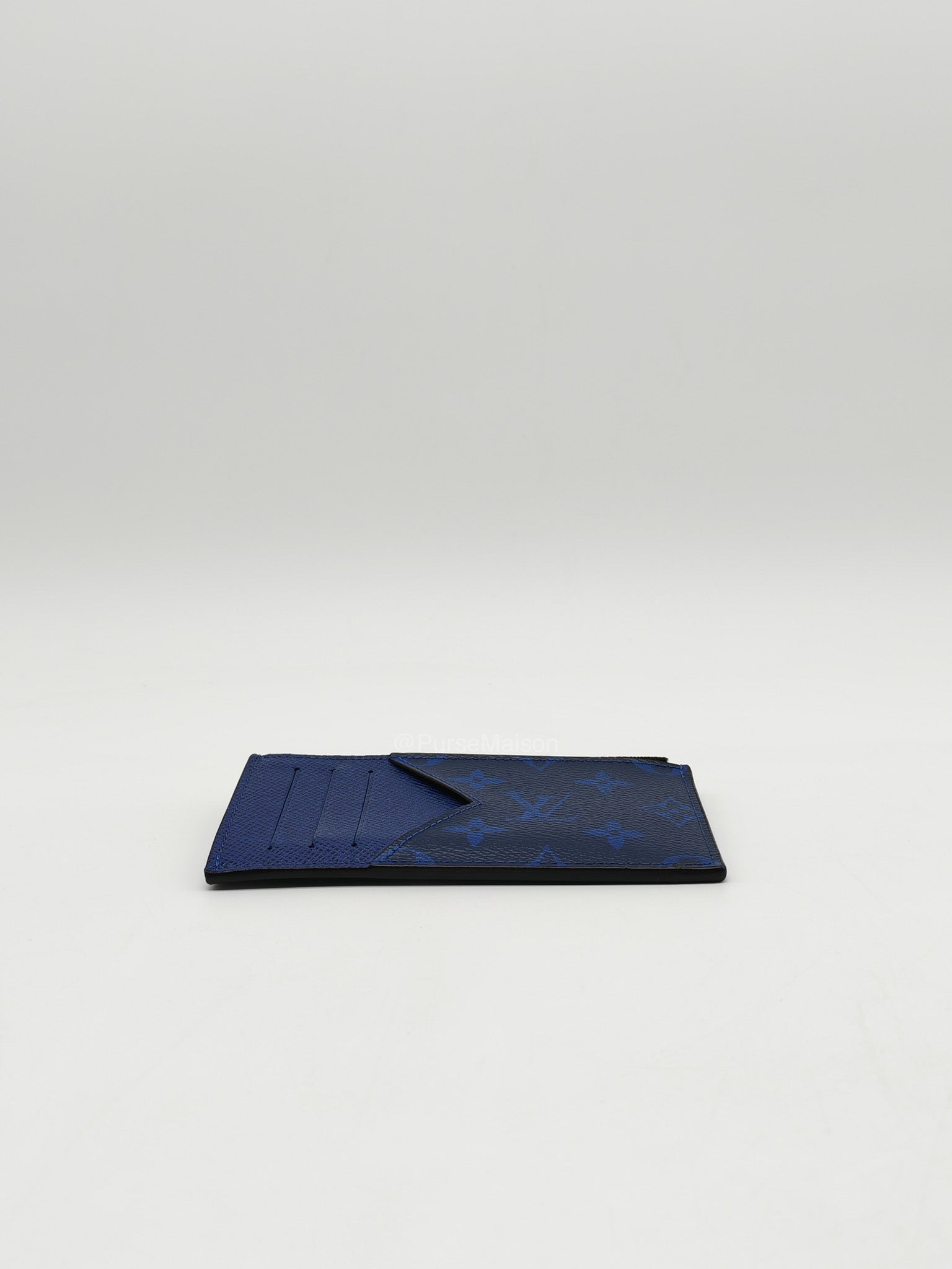 Louis Vuitton Taigarama Coin Card Holder in Cobalt Blue Monogram Canvas and Taïga Leather | Purse Maison Luxury Bags Shop