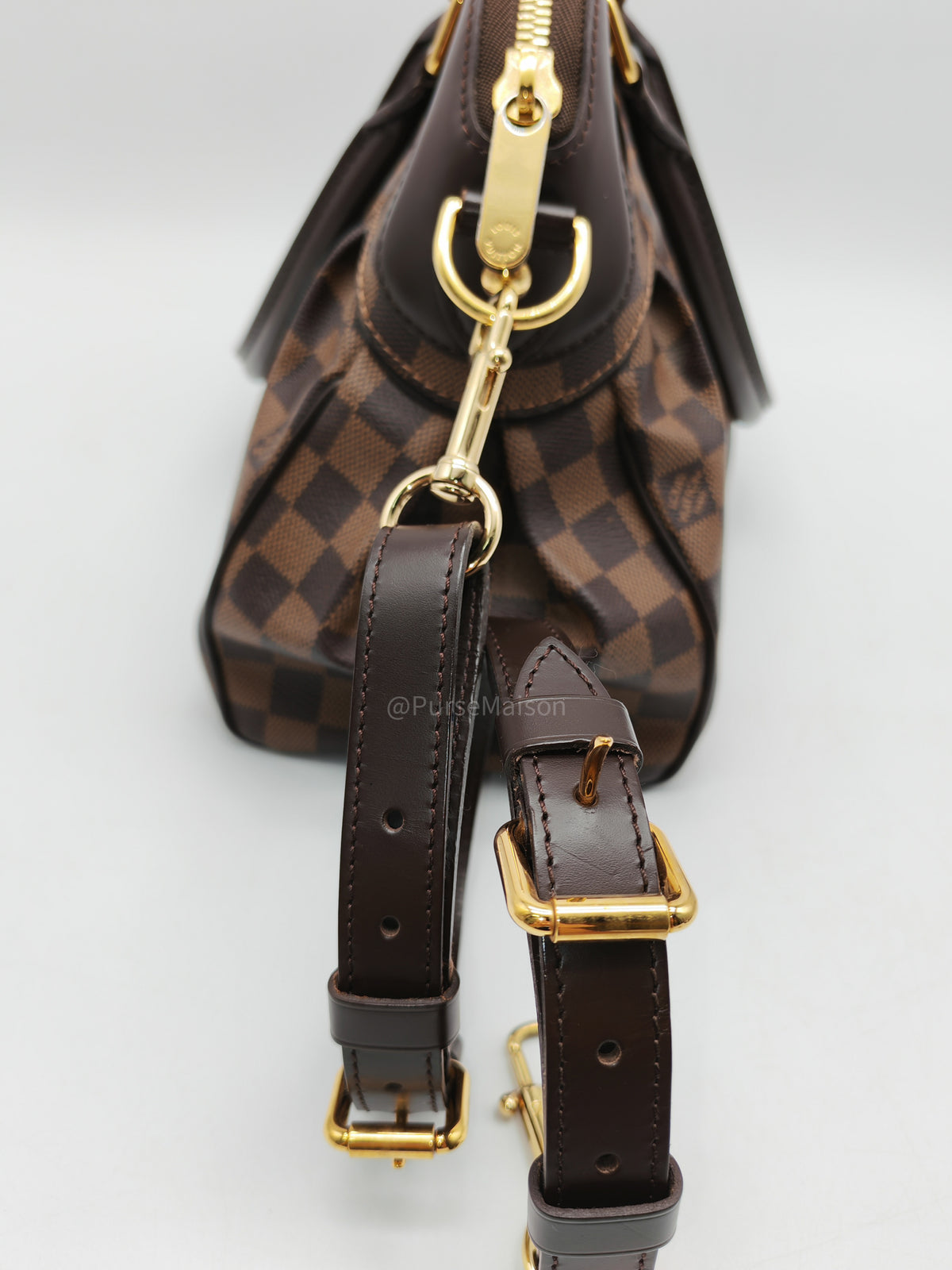 Louis Vuitton Trevi PM in Damier Ebene Canvas and Gold Hardware (Datecode: FL1080) | Purse Maison Luxury Bags Shop
