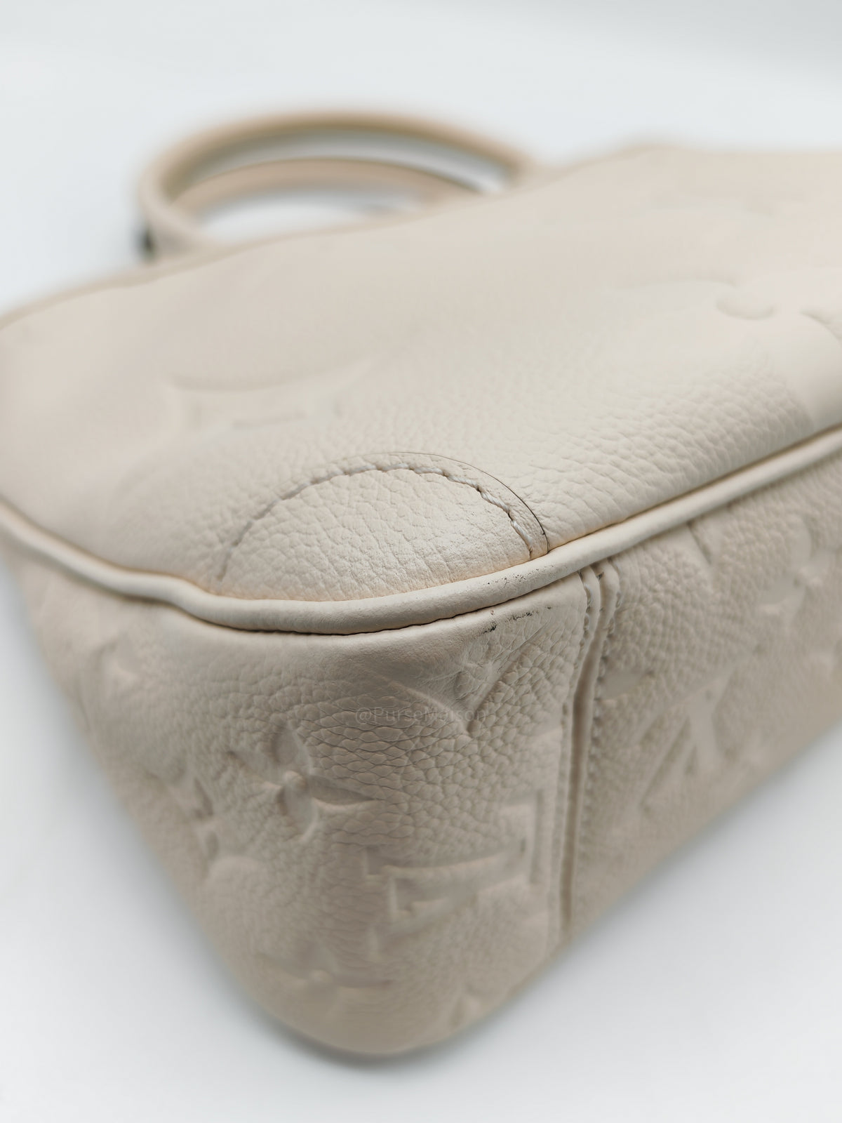 Louis Vuitton Trianon PM Handbag in Cream Grained Cowhide Leather and Gold Hardware Microchip | Purse Maison Luxury Bags Shop