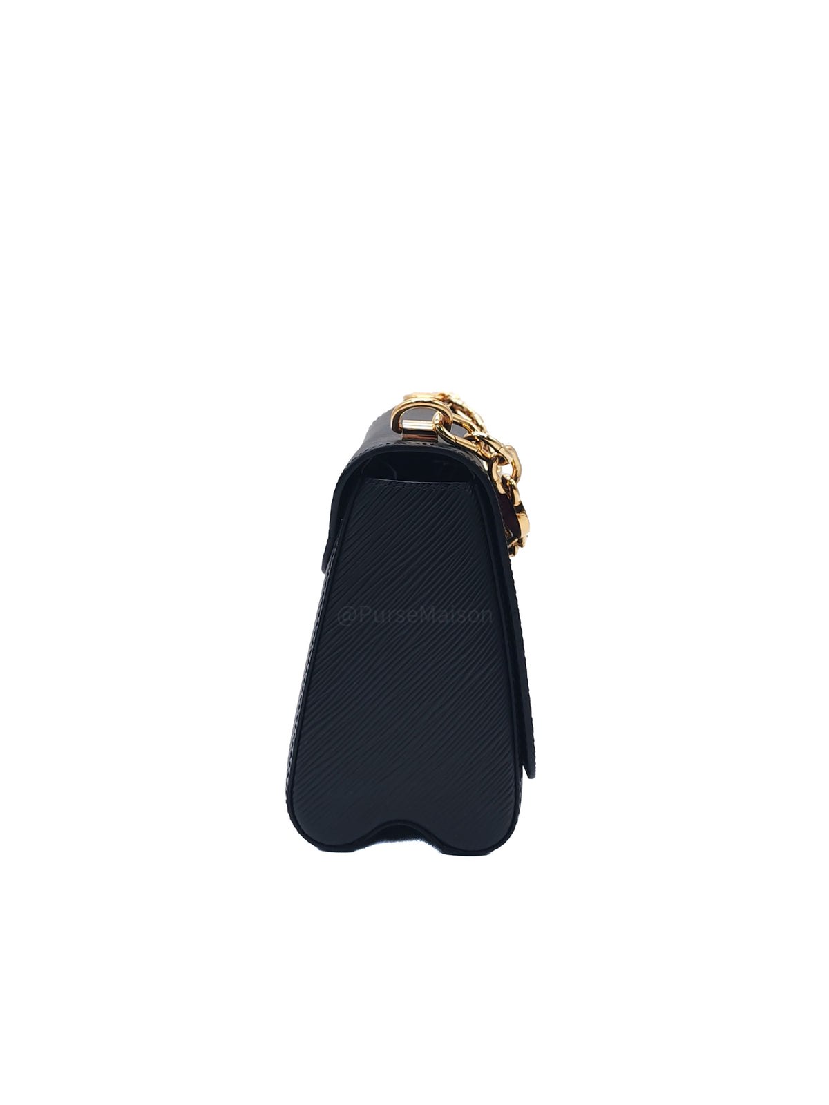 Louis Vuitton Twist Bag MM in Black Epi Leather Monogram Flower Chain and Light Gold Hardware Microchip | Purse Maison Luxury Bags Shop