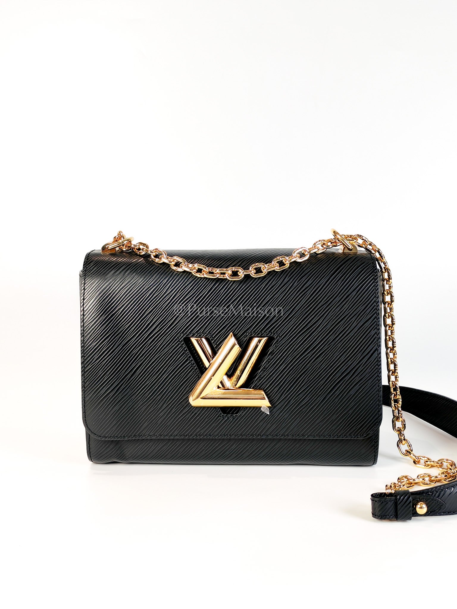 Twist Lock MM in Black Epi Leather Gold Hardware (Microchip) | Purse Maison Luxury Bags Shop